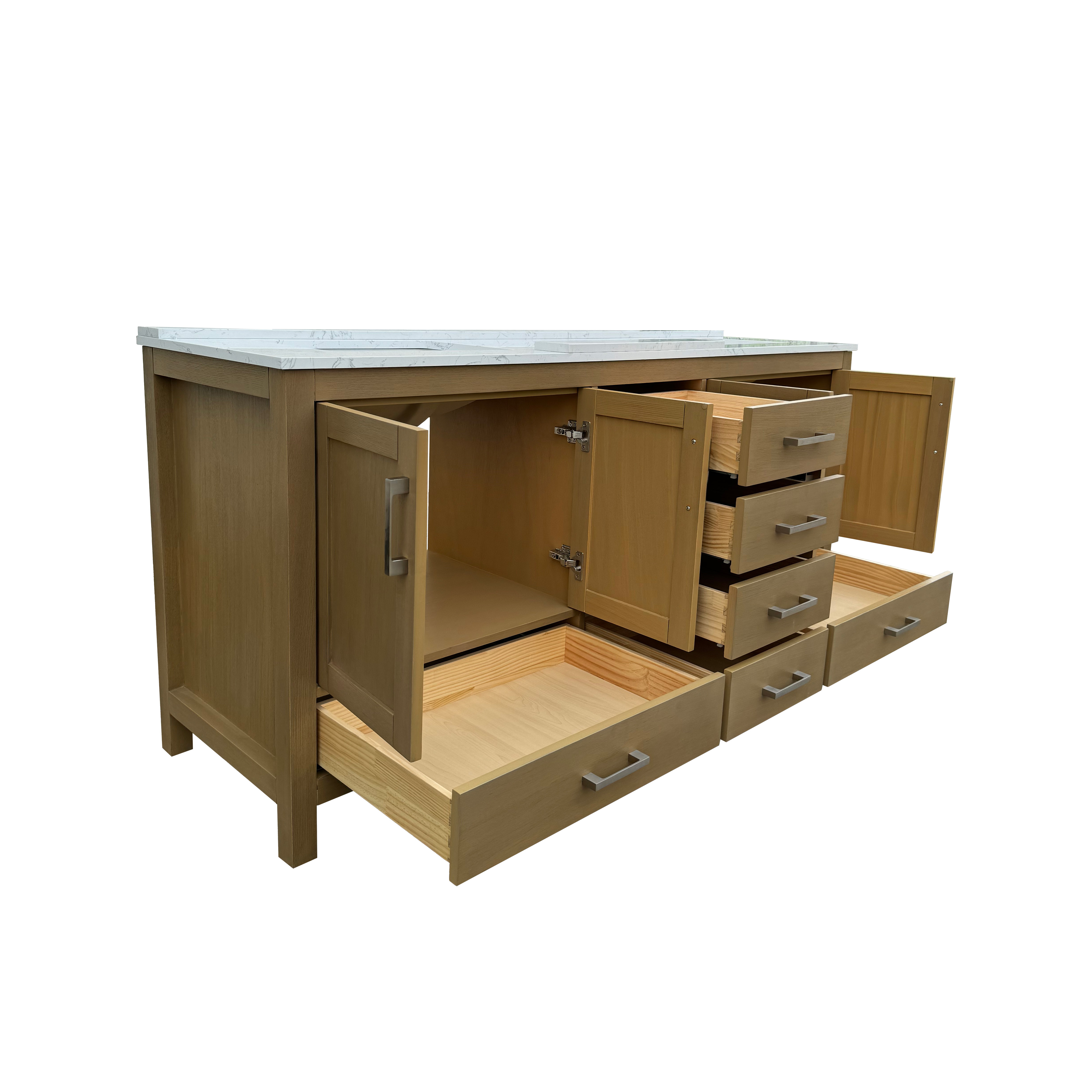 42"/55"/60"/72"/84" Warm Oak Freestanding Bathroom Vanity with Solid Wood Construction