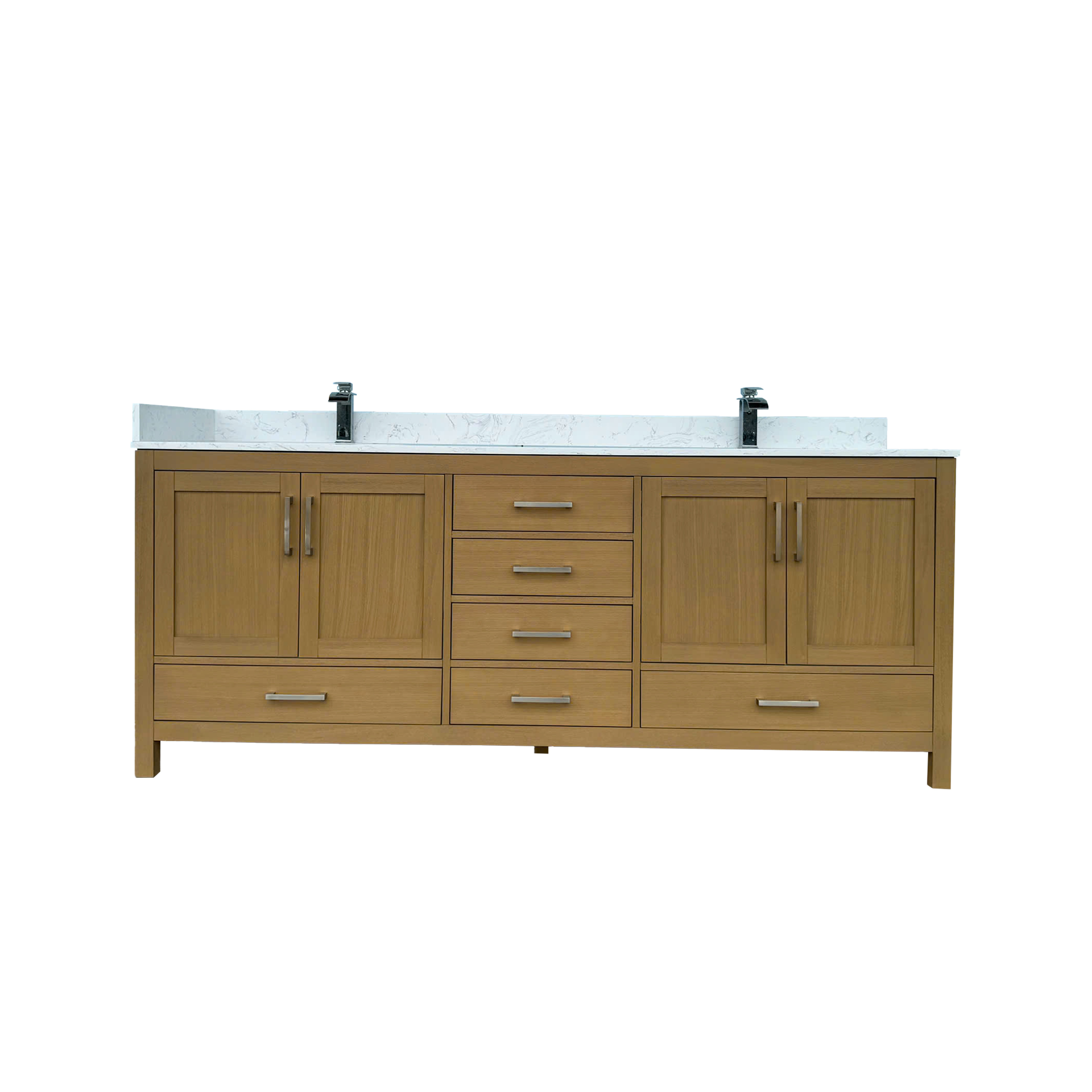 42"/55"/60"/72"/84" Warm Oak Freestanding Bathroom Vanity with Solid Wood Construction