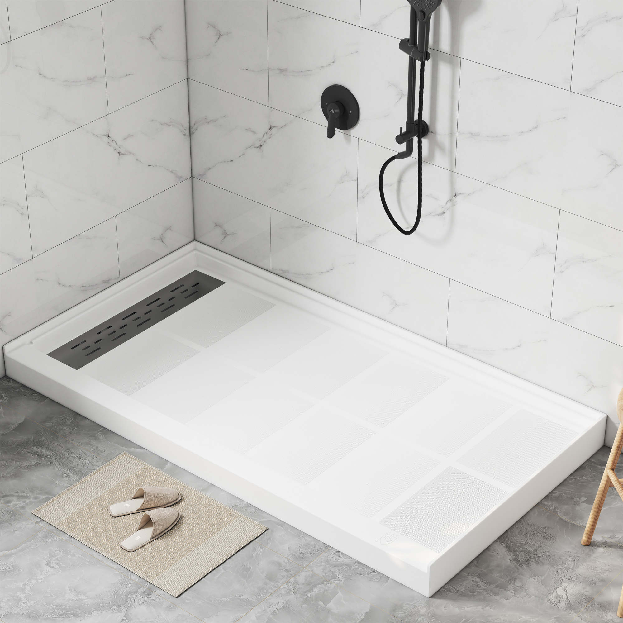 Acrylic Shower Tray Shower Stall With Built In Seat Solid Surface