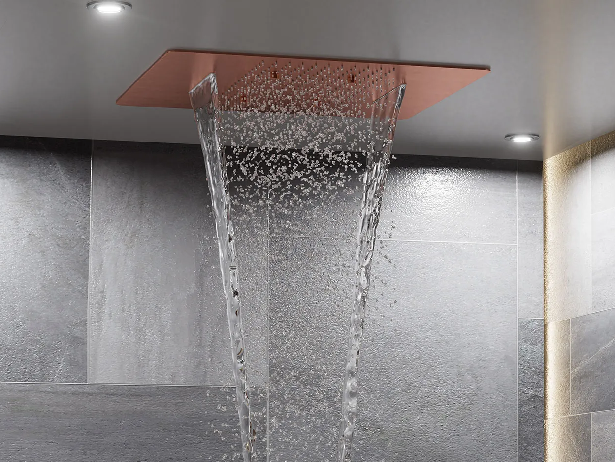 Types of shower: Rainfall showers in Rose Gold Ceiling Mounted Shower Head