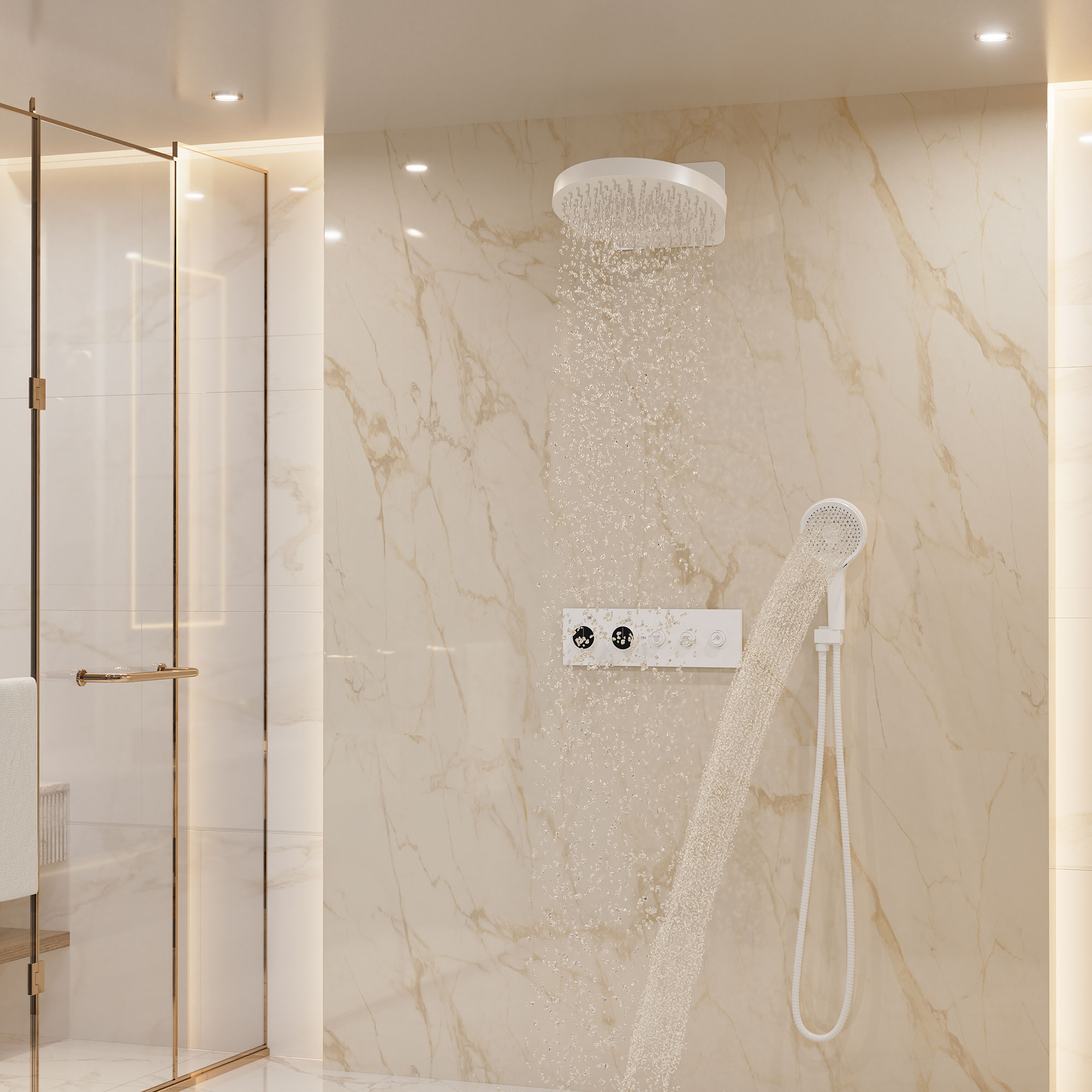 16'' Round Rainfall Multifunctional Shower System With 3-Spray Modes