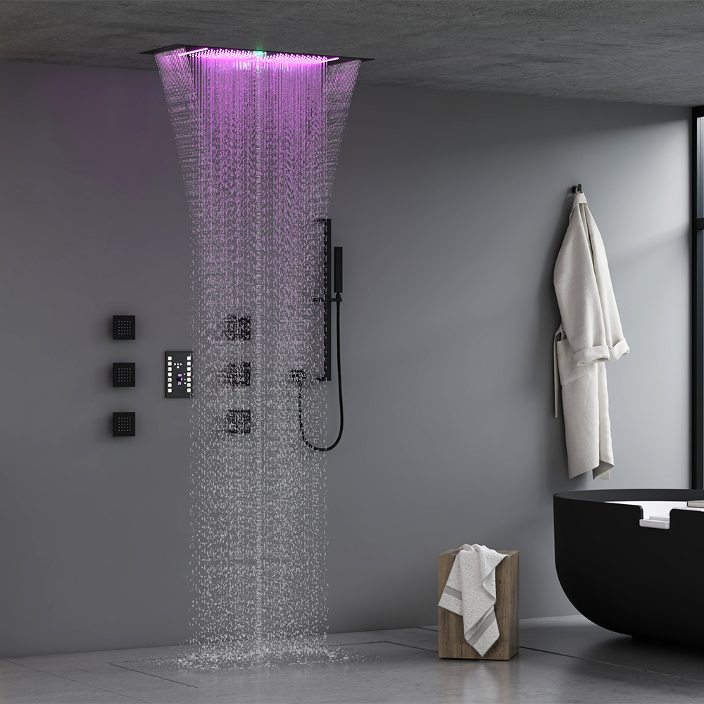 35*12 inch 6-Function Thermostatic Shower System with Digital Touch Screen & LED Lights