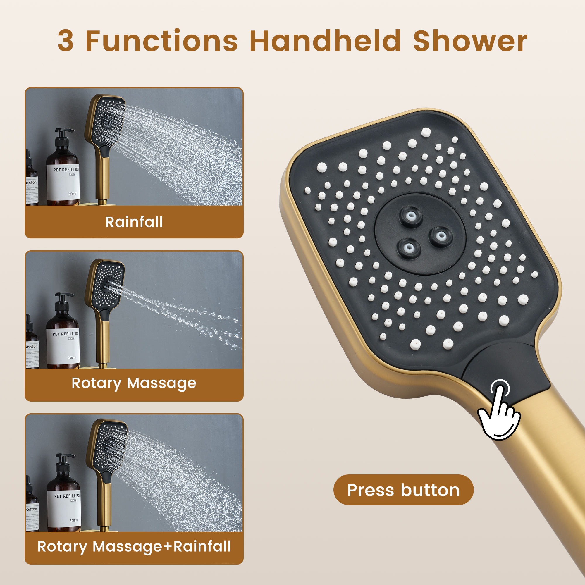 12" Dual Shower Head System with with 360° Side Sprays & Shelving Shower Holder
