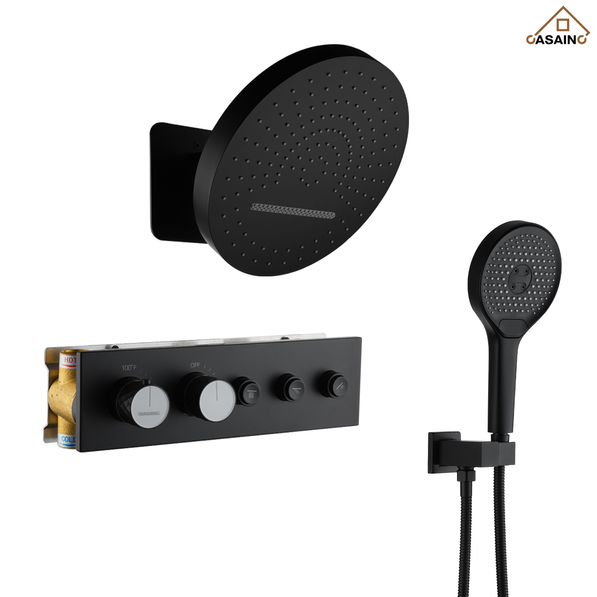 16'' Round Rainfall Multifunctional Shower System With 3-Spray Modes