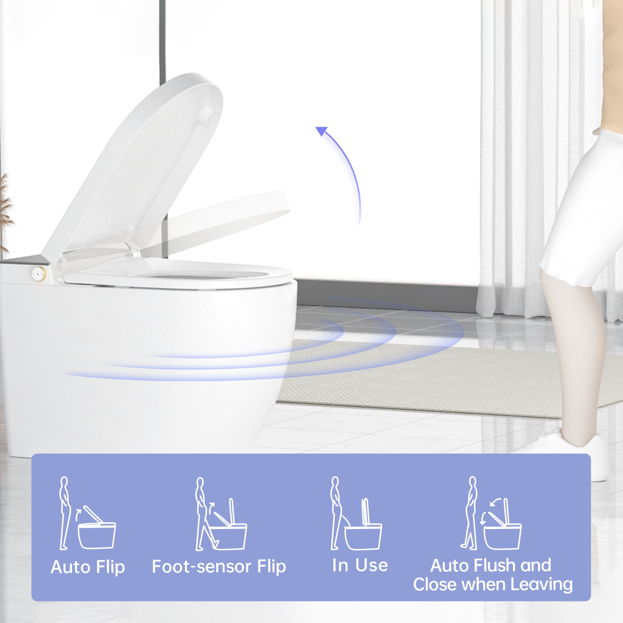 Luxury Smart Bidet Toilet with Built-in Tank, Heated Seat & Voice Control