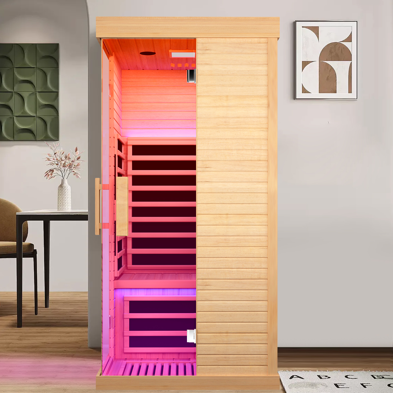 1-Person Home Infrared Sauna with Quick Assembly and Bluetooth Audio & LED Lights