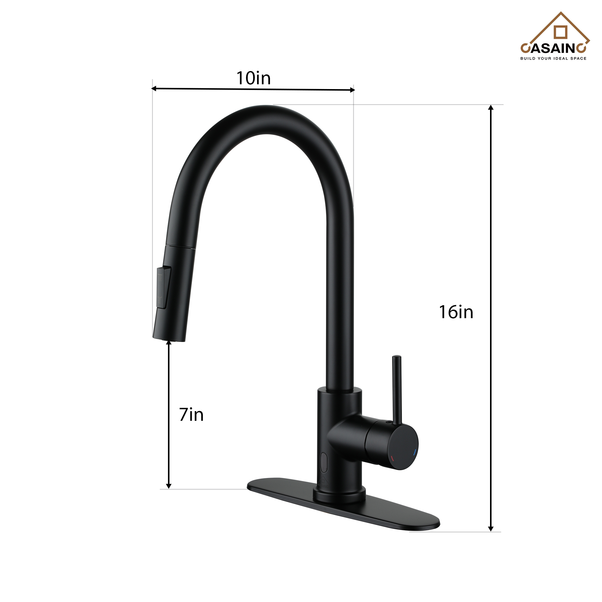 Matte Black Touchless Kitchen Faucet with Pull-Down Sprayer