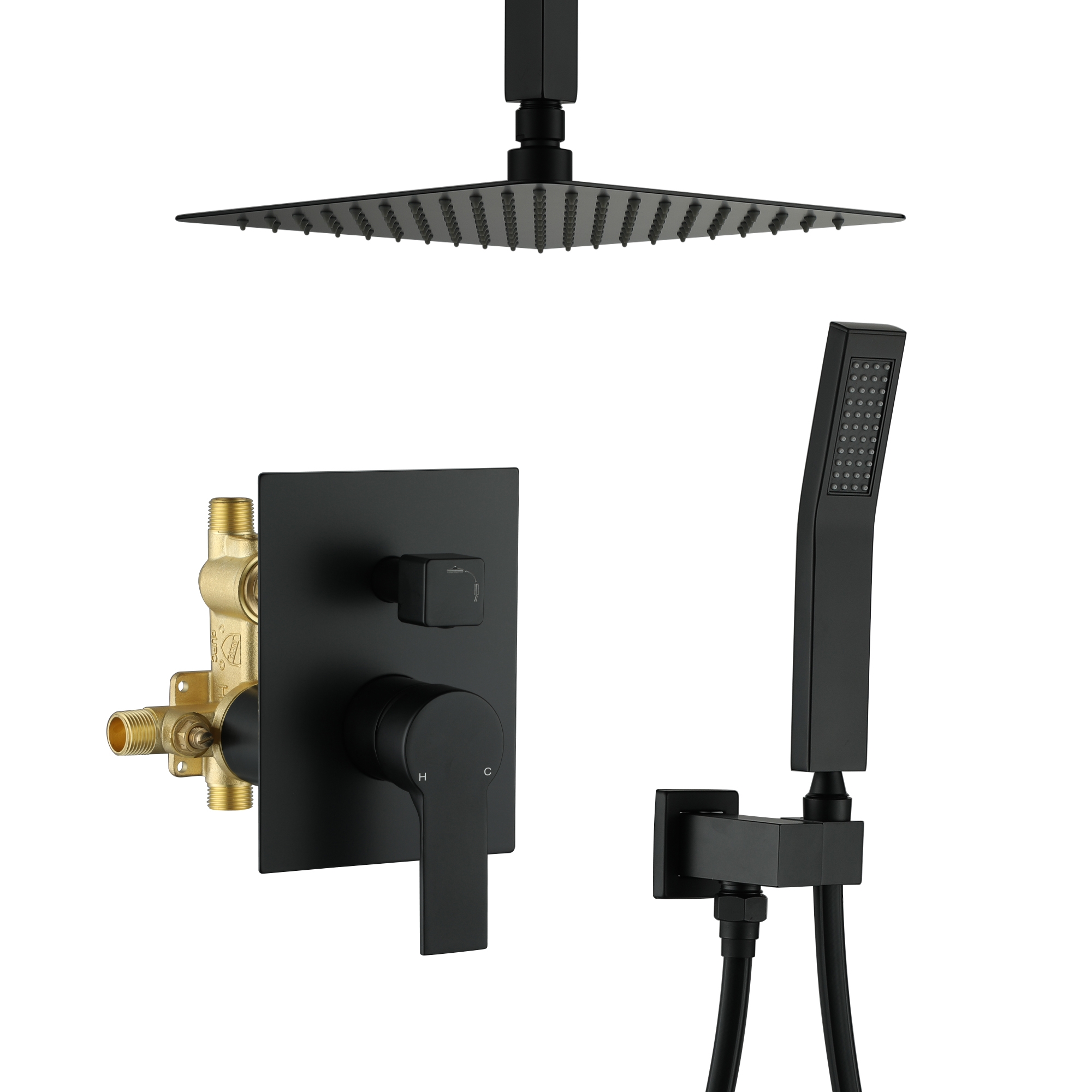 10-inch/12inch Rainfall Shower System With Hand Shower & Pressure-Balanced Valve