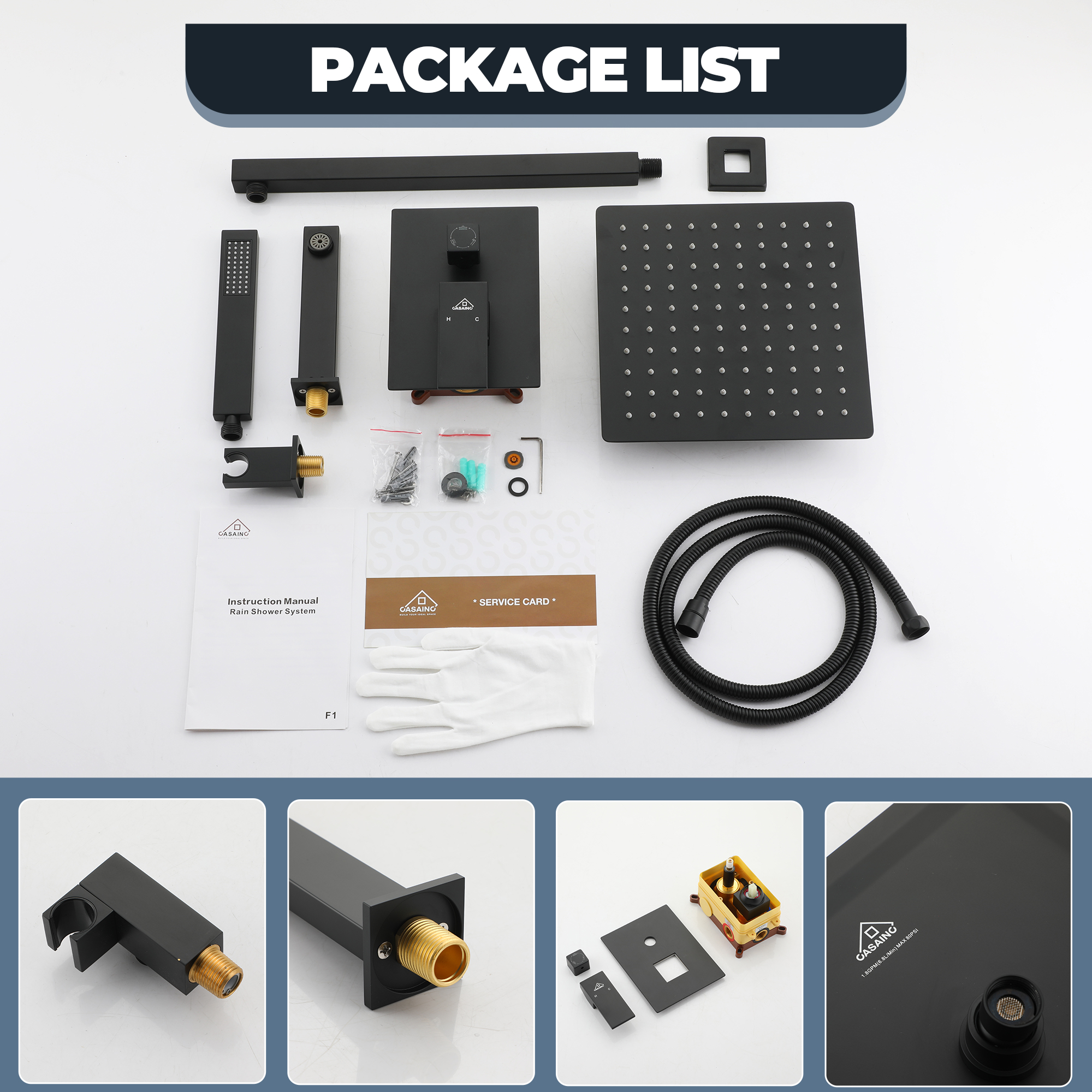 10" Wall Mounted Dual Shower Heads Shower System With Tub Spout 