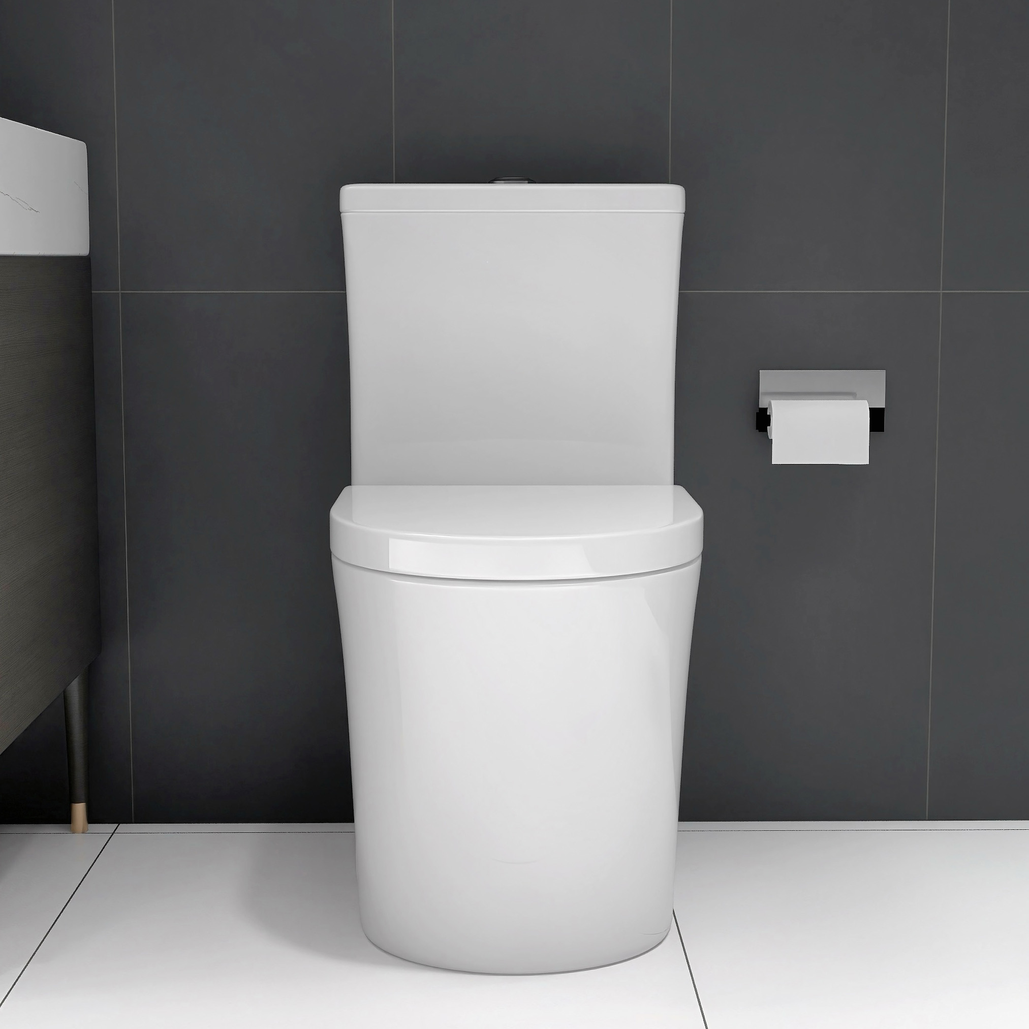 Compact One-Piece Toilet with Dual Flush & Quiet Soft Close Seat