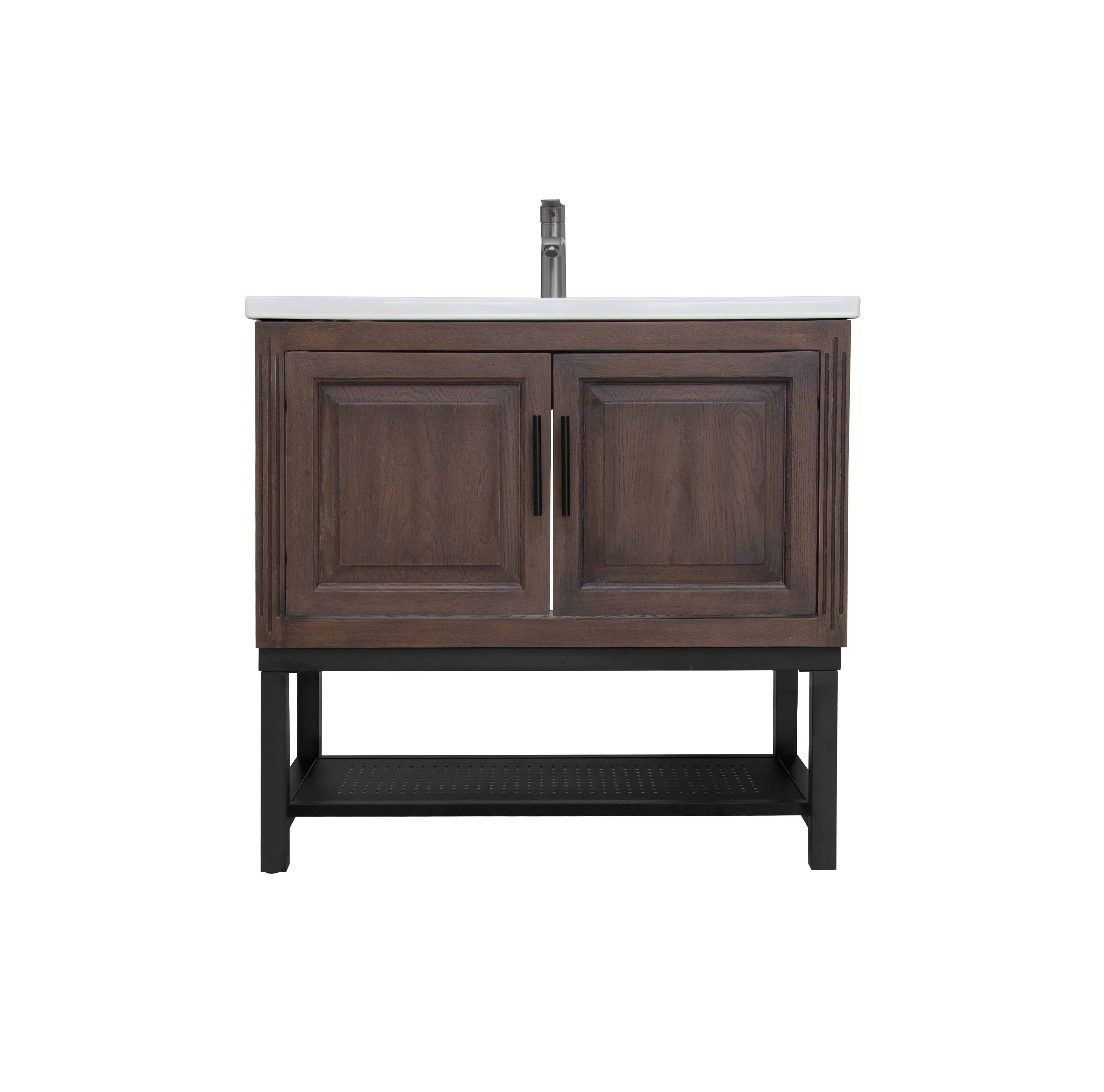 Freestanding Bathroom Vanity with White Ceramic Sink & Hot and Cold Faucet