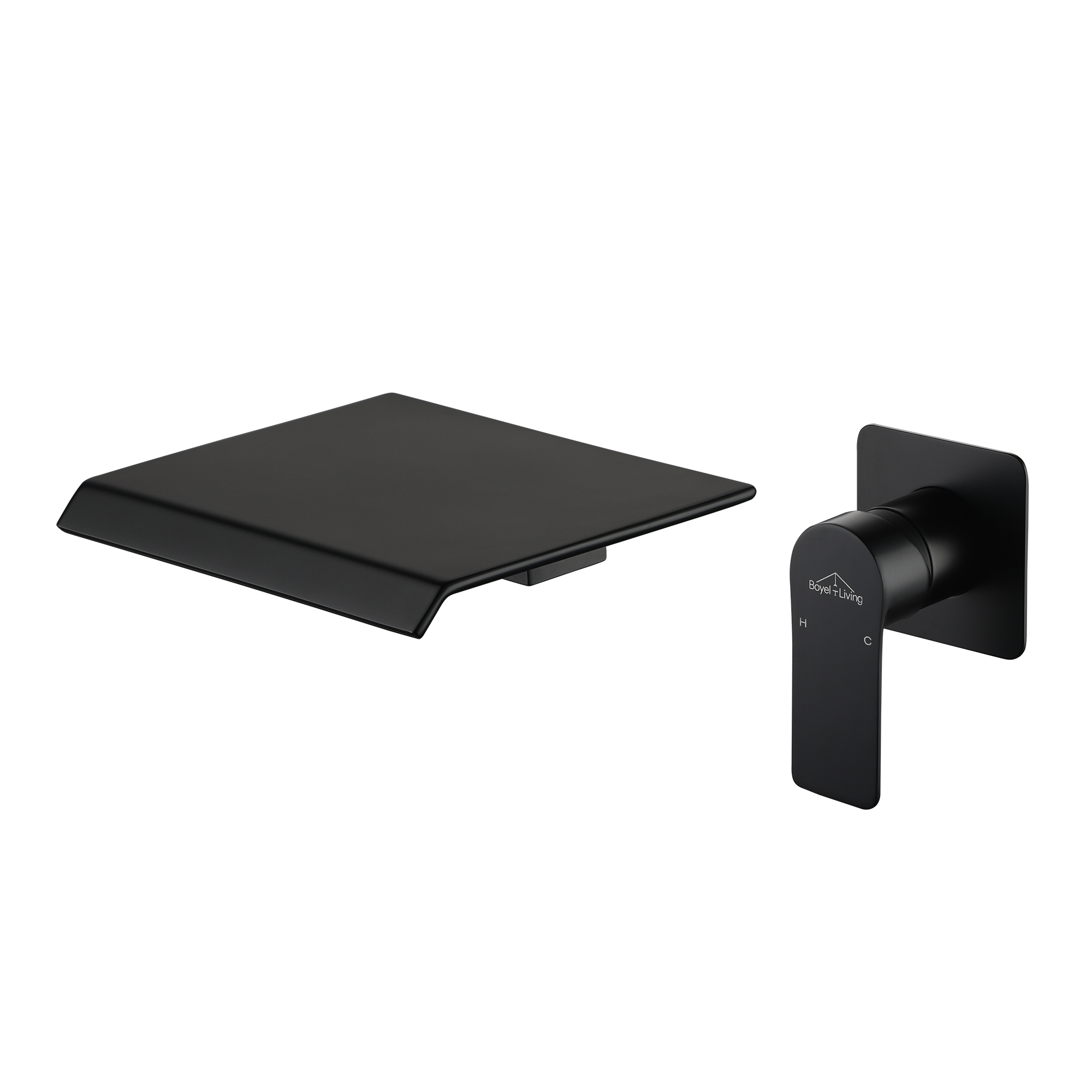 Wall Mounted Waterfall Bathroom Sink Faucet in Matte Black & Brushed Gold
