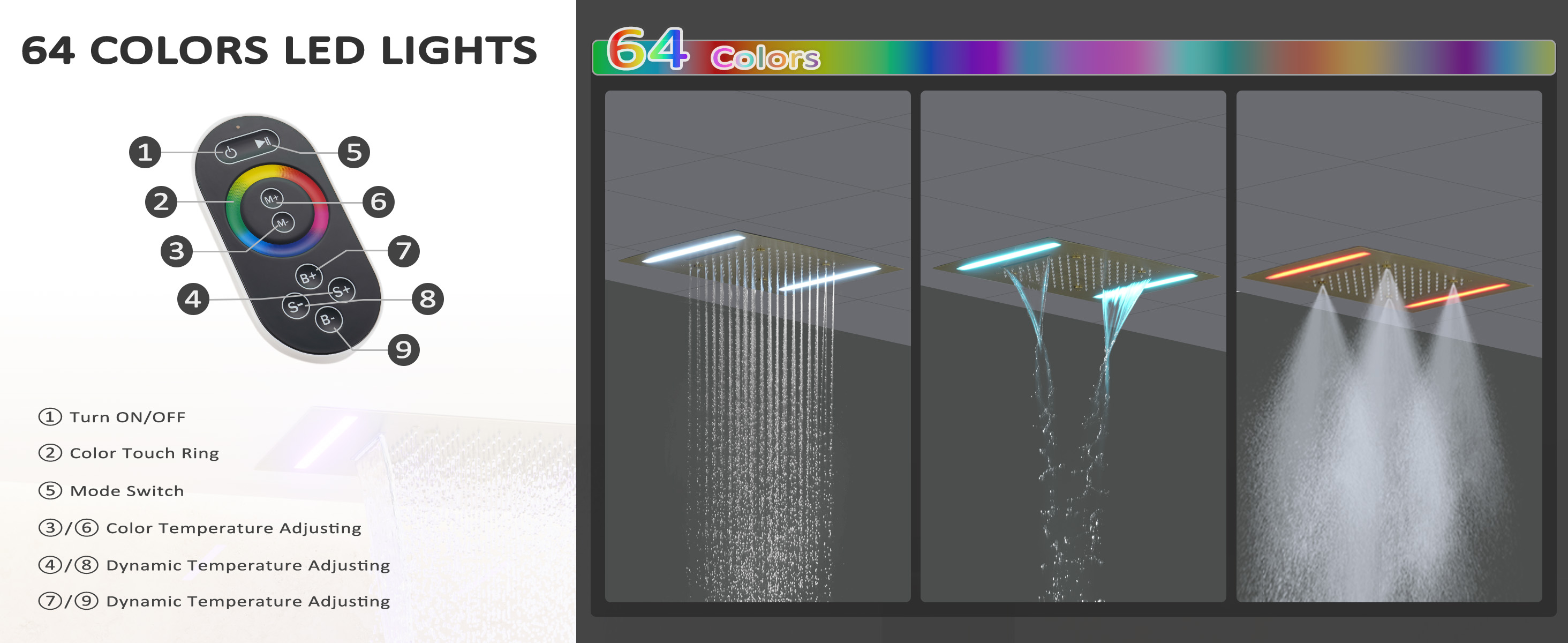 Shower System with LED Lights