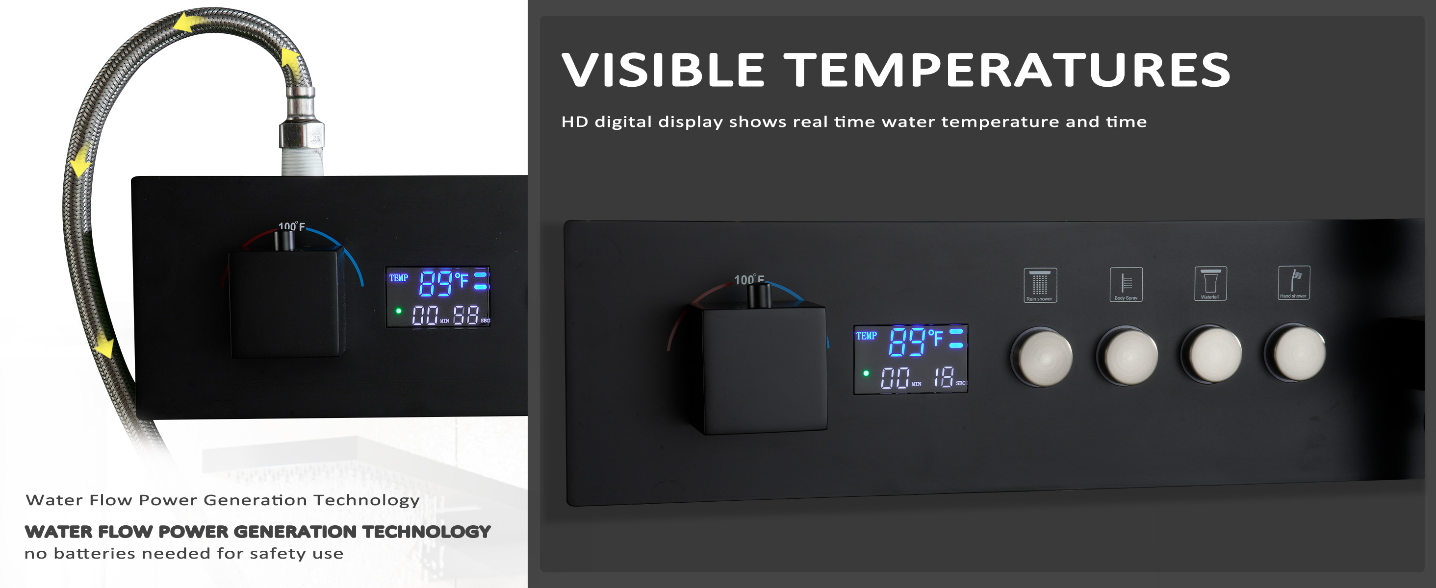 Thermostatic Shower System with Digital Display