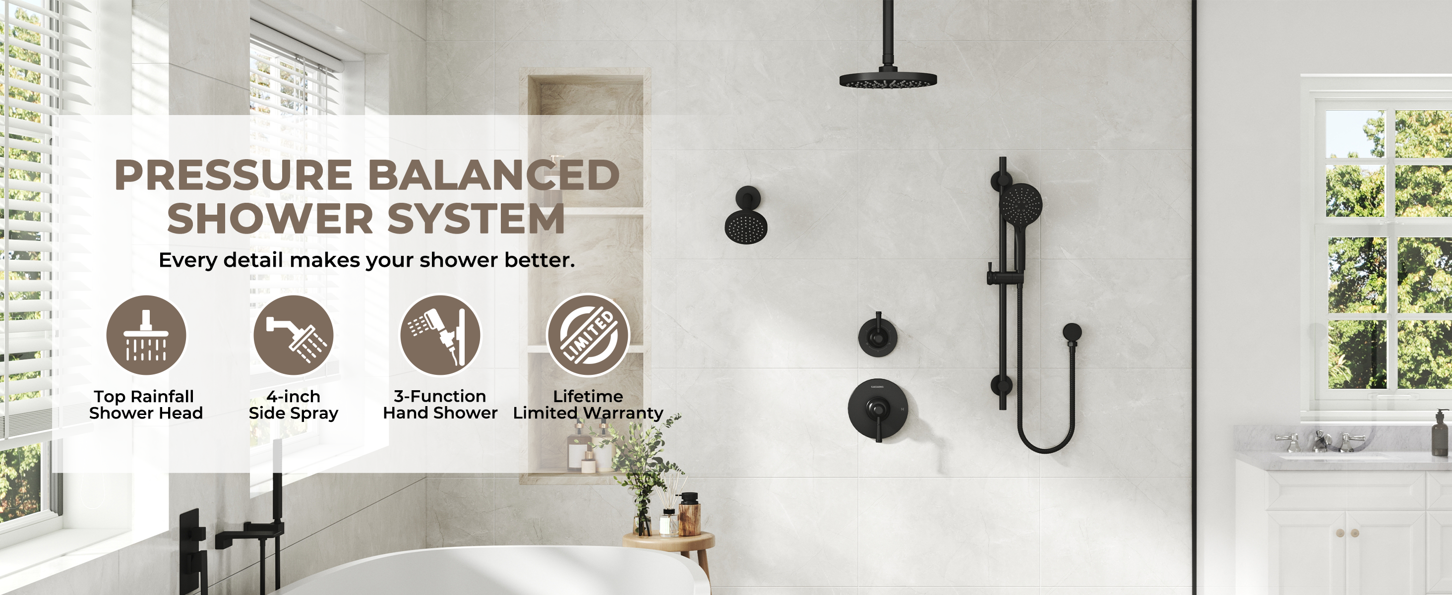 Dual Shower Head System with Slide Bar