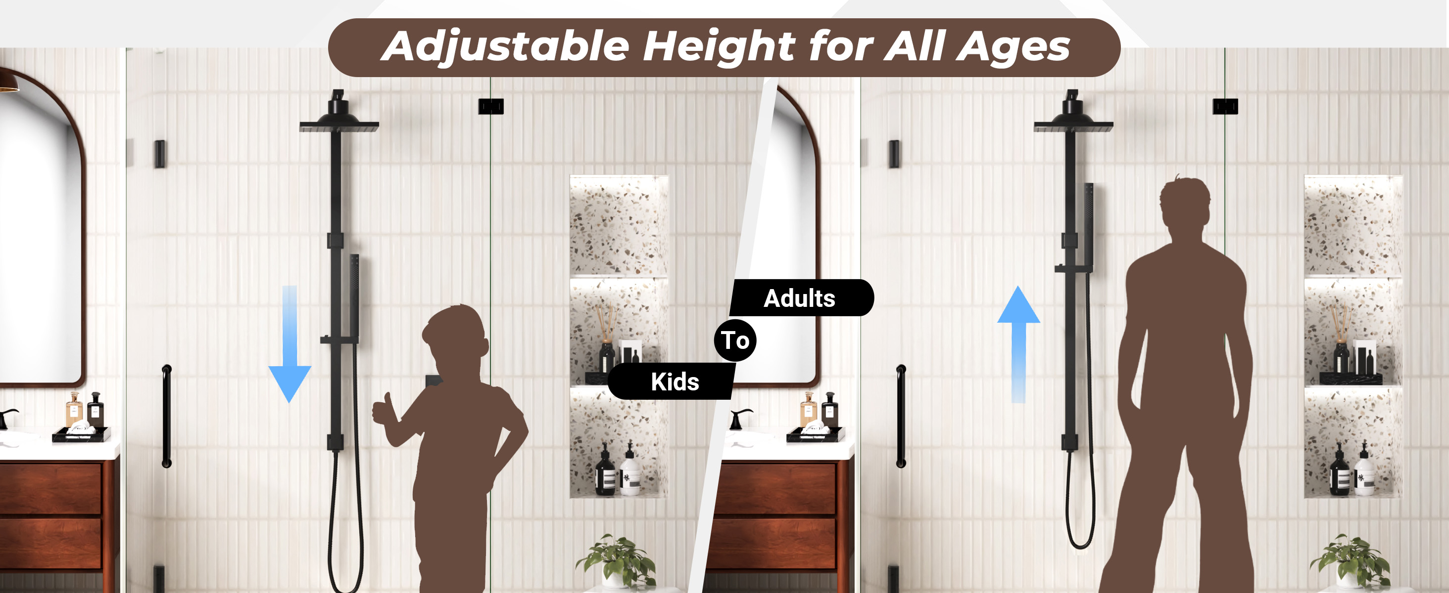 Exposed Shower System with Slide Bar