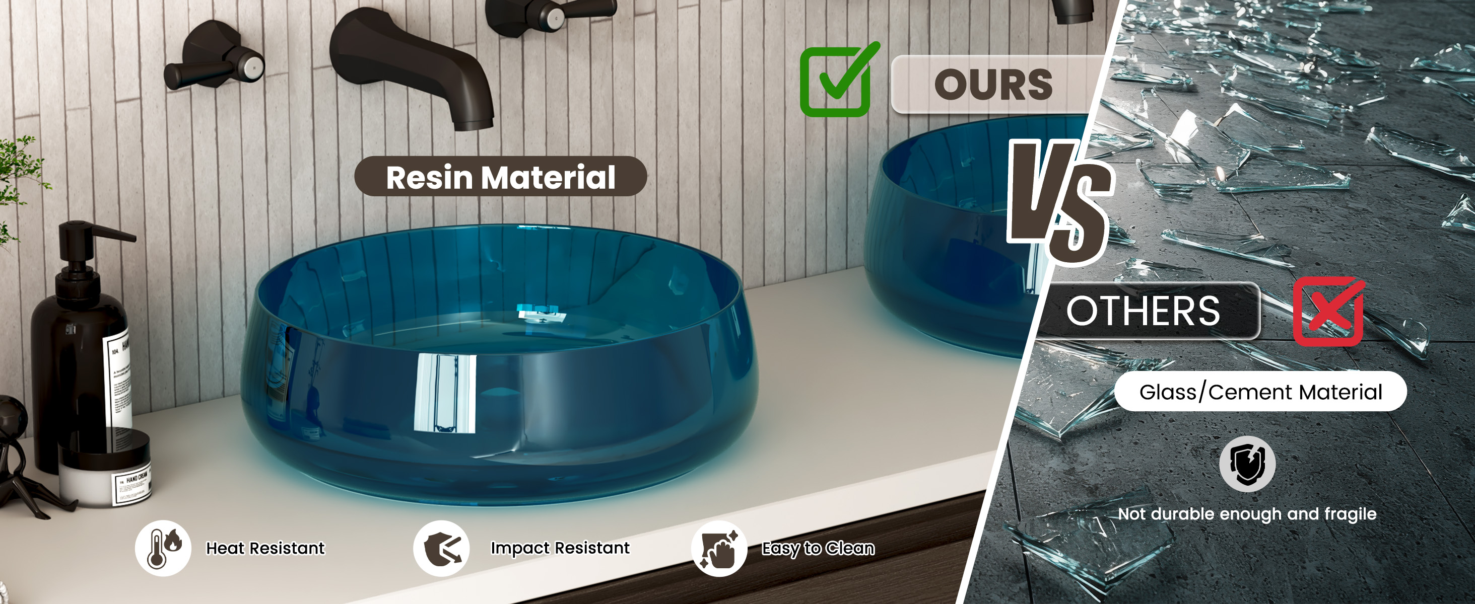 Transparent Resin Bathroom Sink