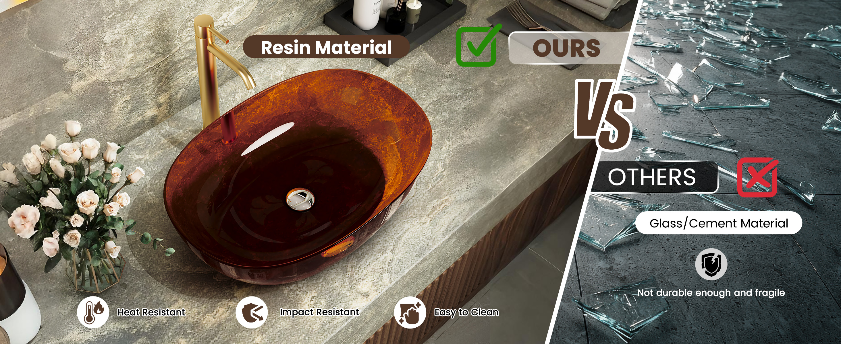 Transparent Resin Bathroom Sink