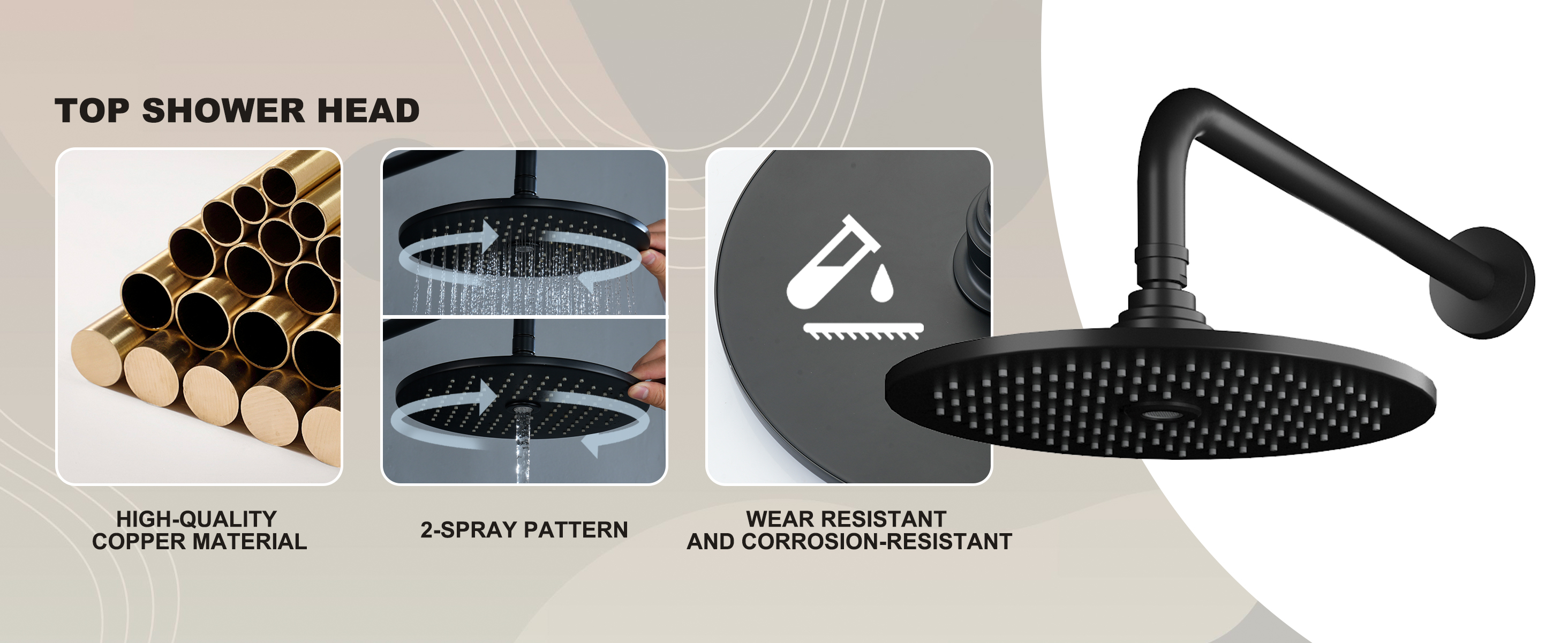 2-function top shower head