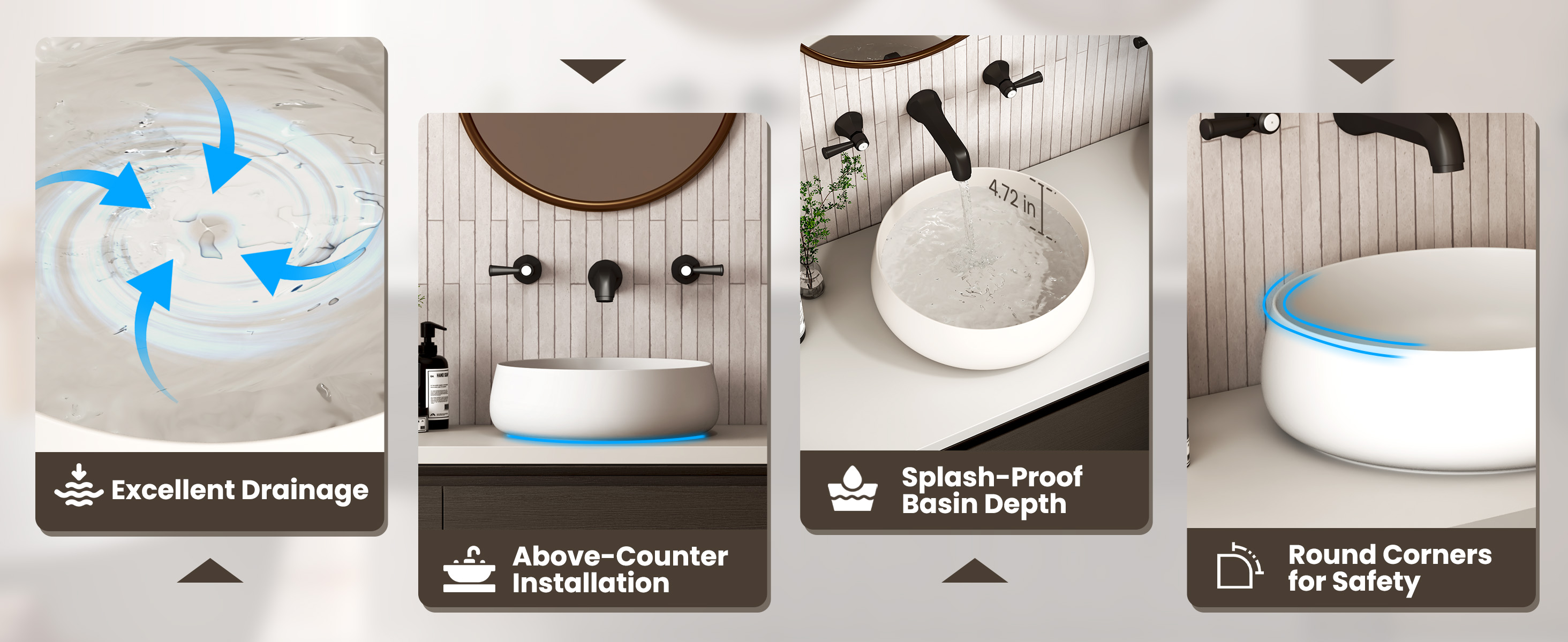 Matte White Bathroom Vessel Sink