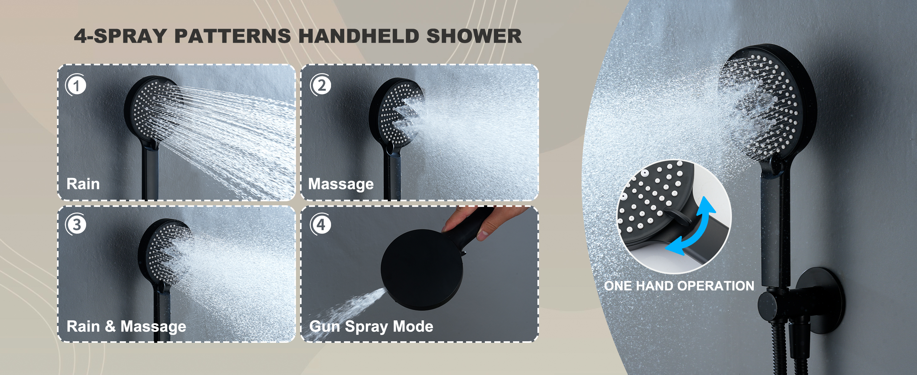 Shower System with 4-Function Hand Shower