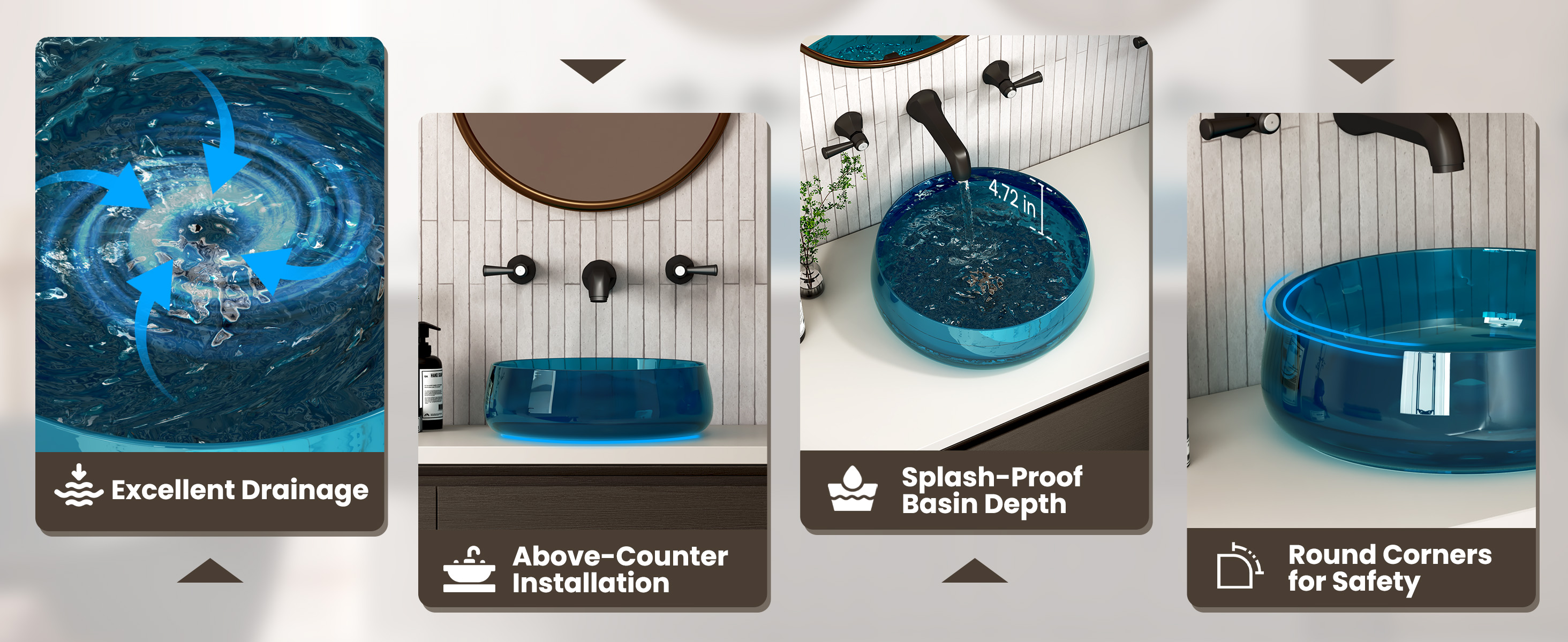 Round Bathroom Sink with Drainer