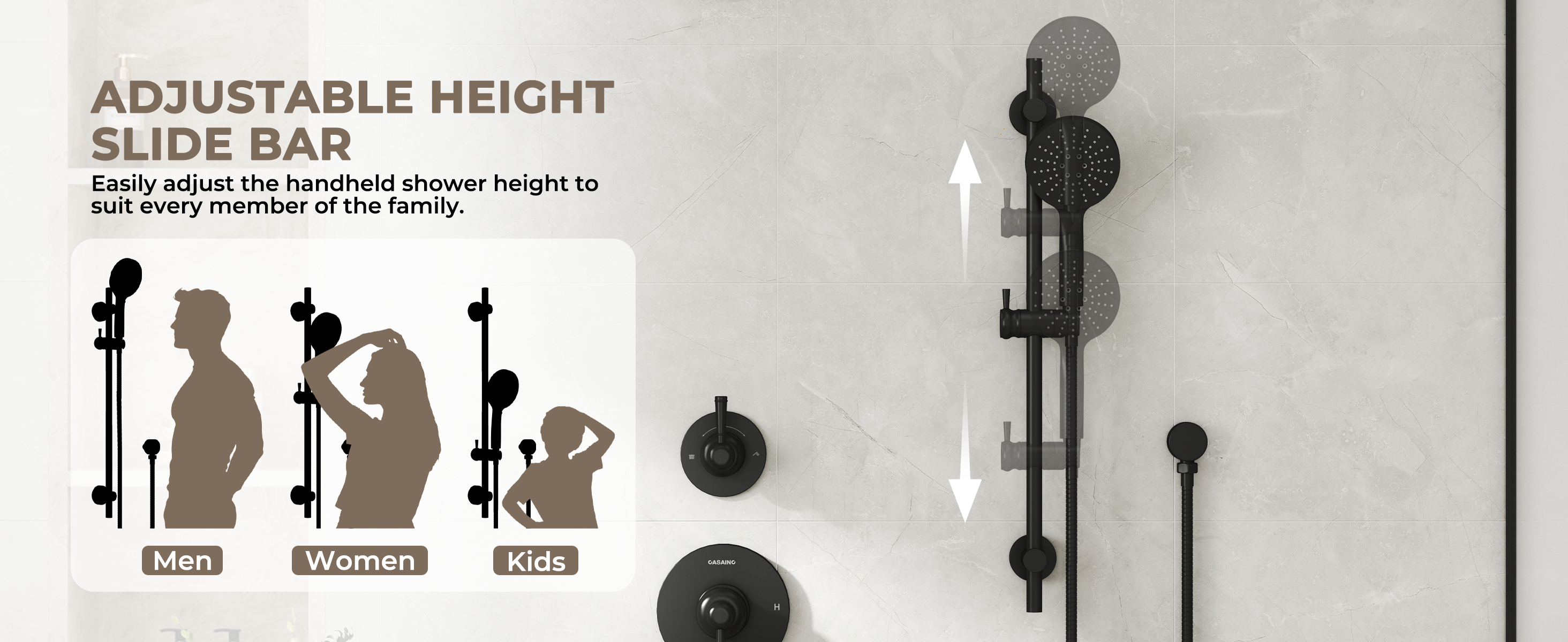 Shower System with Adjustable Slide Bar
