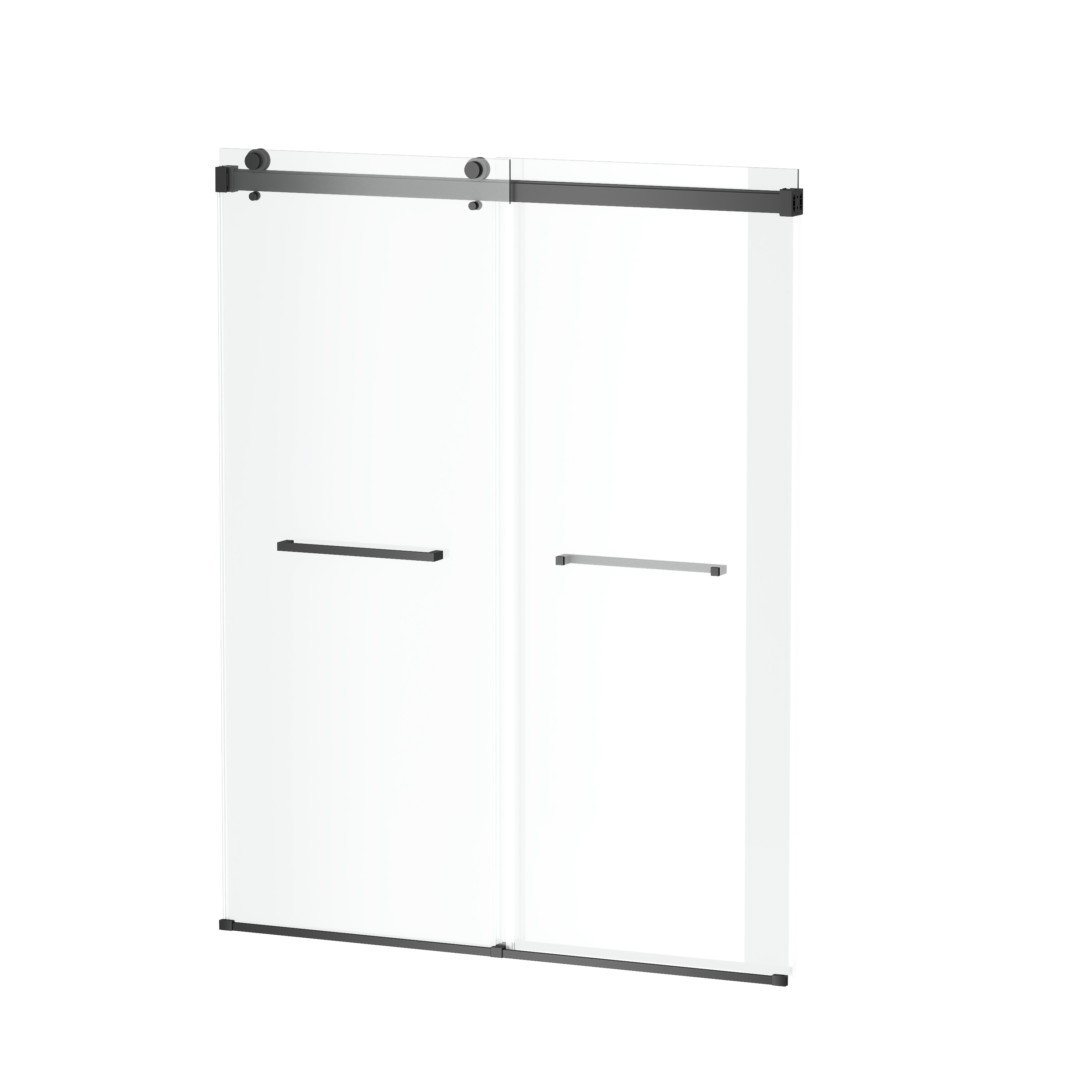 48"x76" Adjustable Frameless Double Sliding Shower Door with Towel Bars
