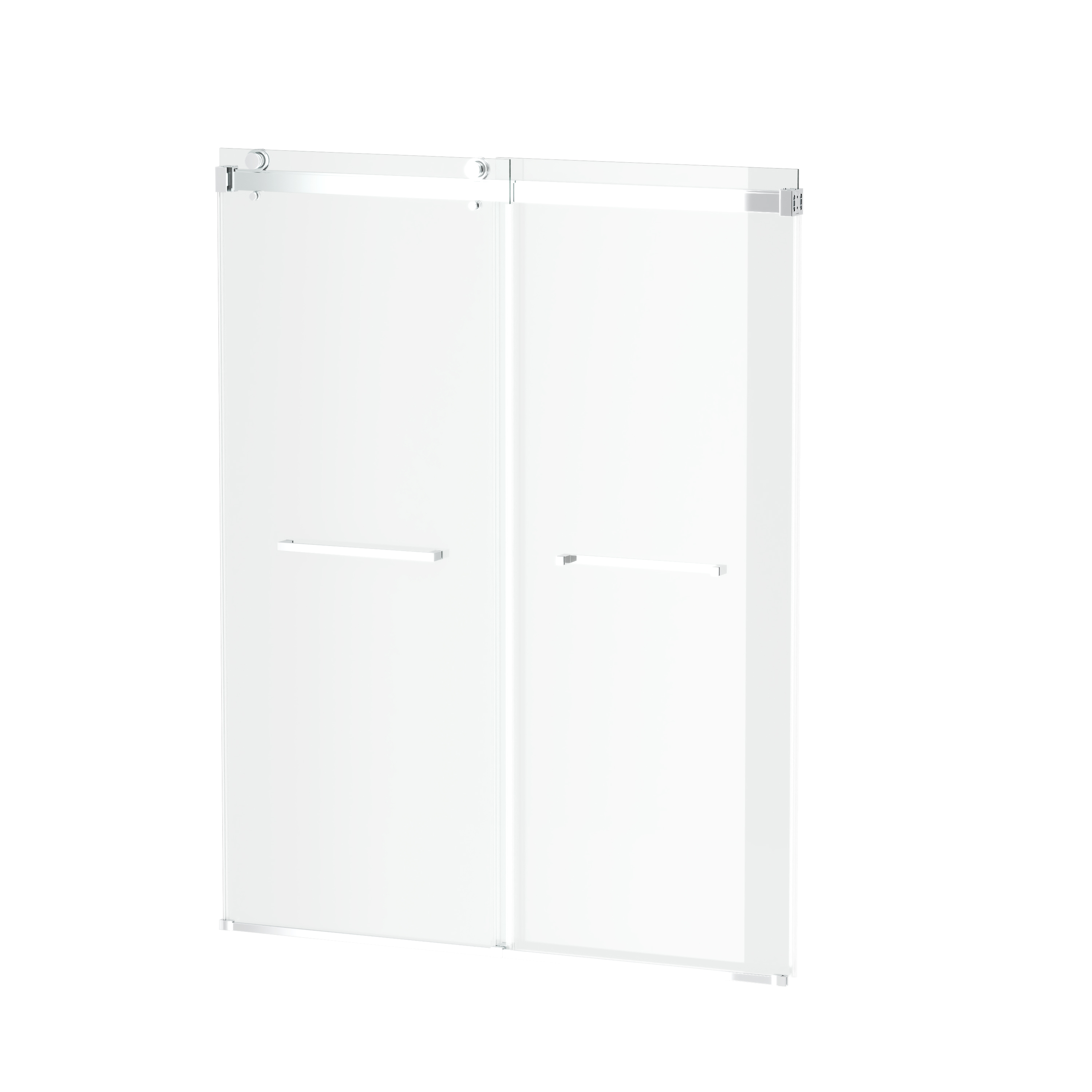 48"x76" Adjustable Frameless Double Sliding Shower Door with Towel Bars