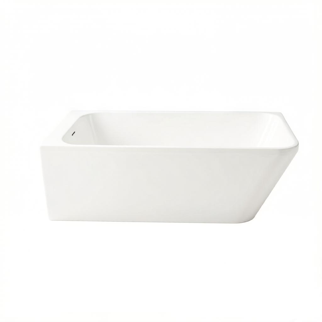 59" Alcove Solid Surface Soaking Bathtub with Left Overflow and Drain