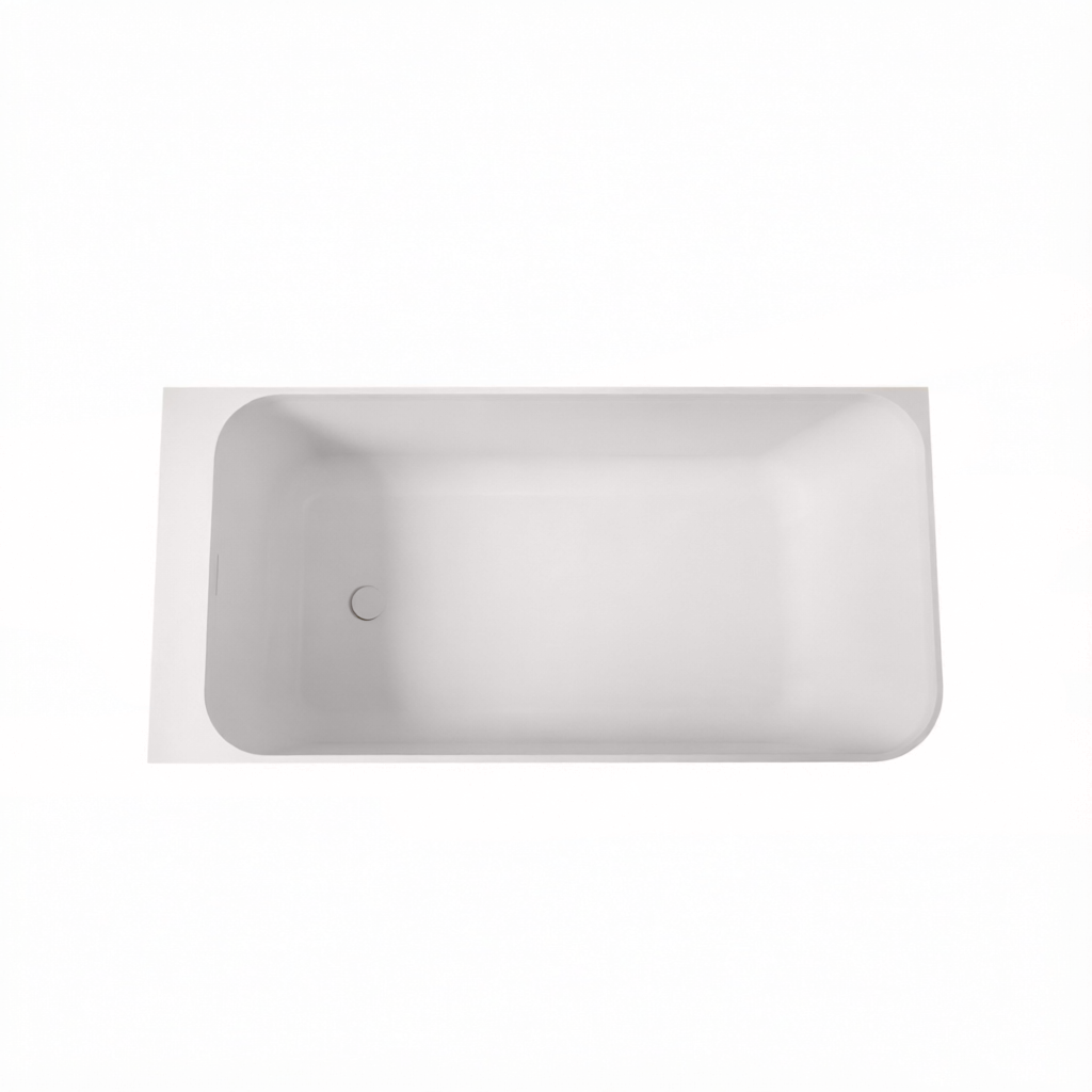 59" Alcove Solid Surface Soaking Bathtub with Left Overflow and Drain