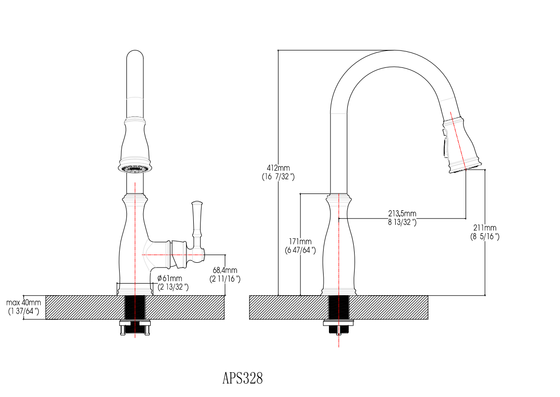 Pull Down Kitchen Faucet 360 Degree Swivel with 3 Spray Modes