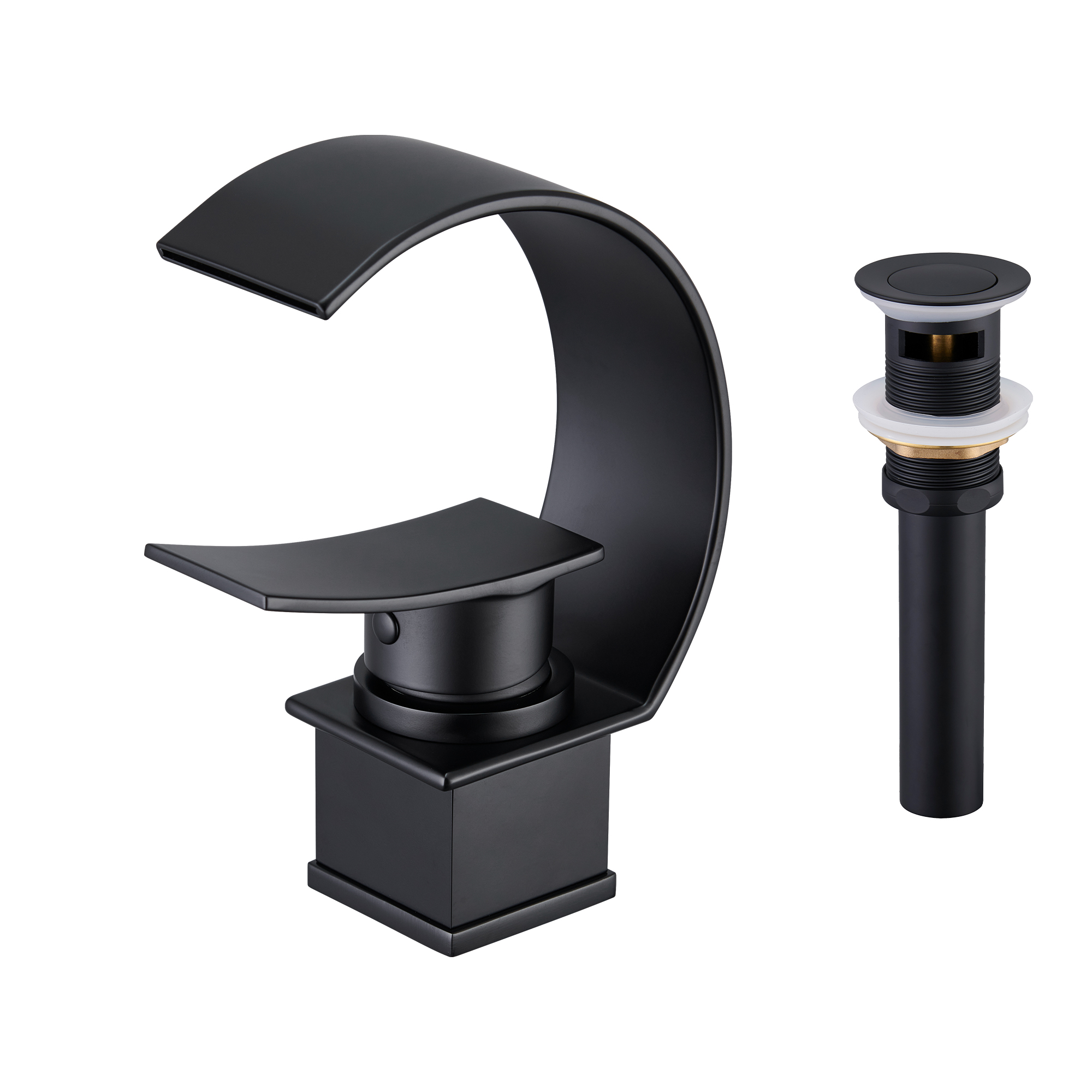 High Arc Single-Handle Waterfall Bathroom Faucet with Spotless Finish