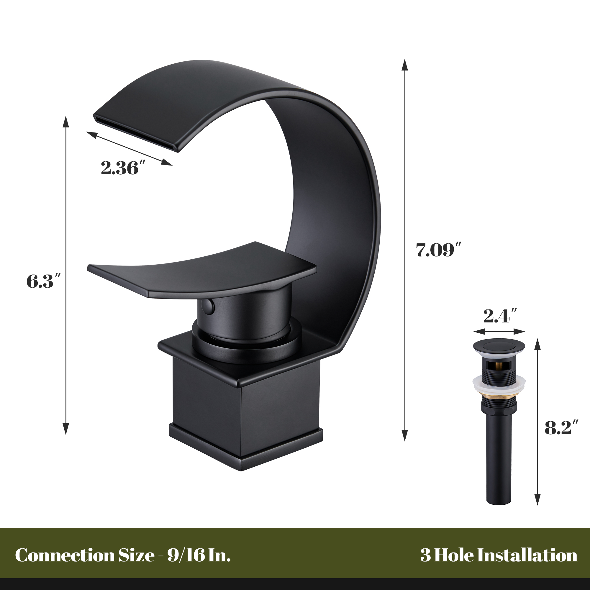 High Arc Single-Handle Waterfall Bathroom Faucet with Spotless Finish