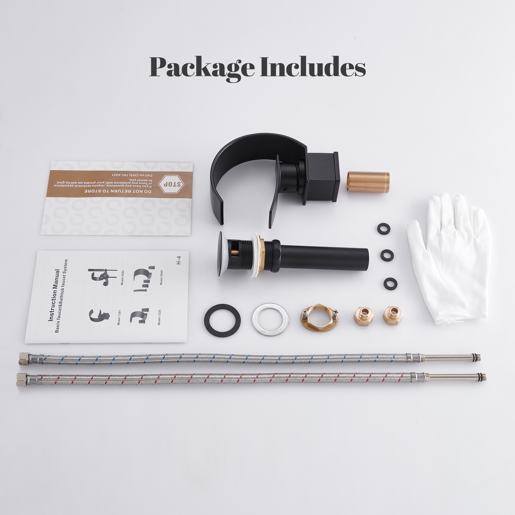 High Arc Single-Handle Waterfall Bathroom Faucet with Spotless Finish