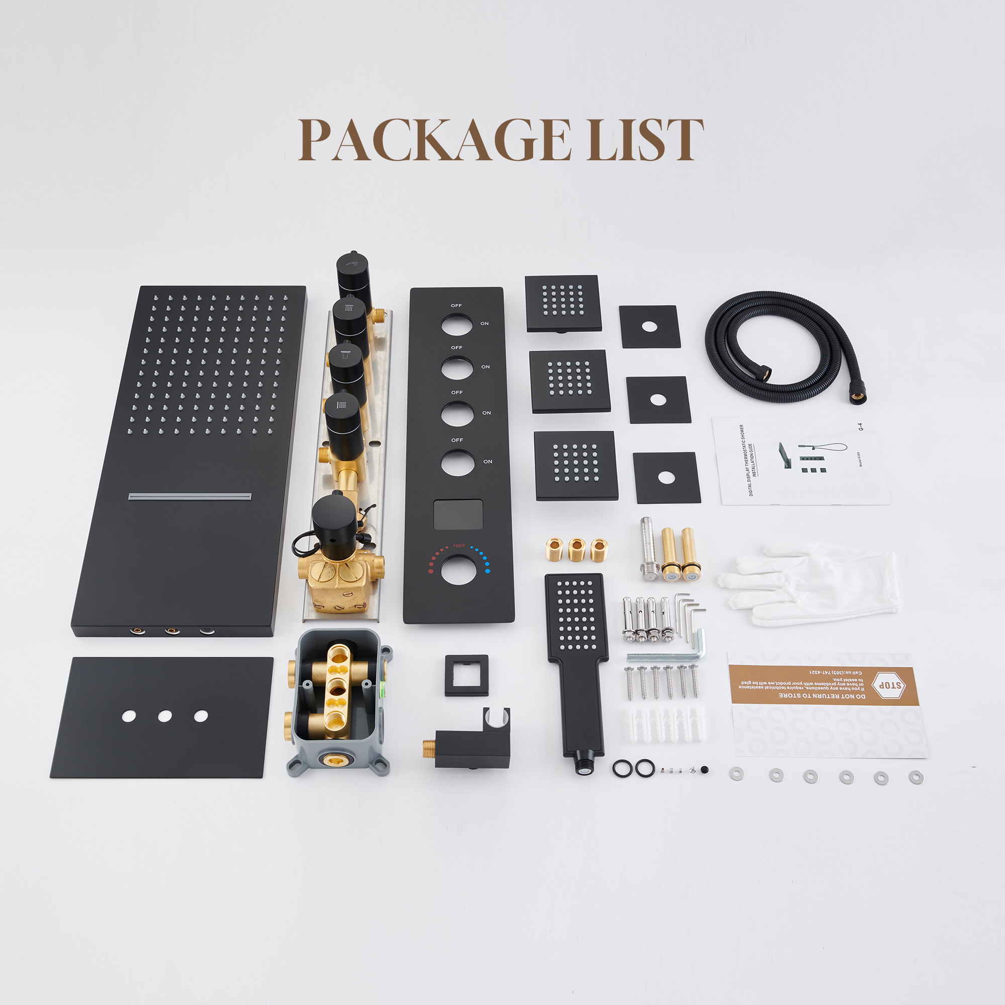 22" Luxury Thermostatic Shower System with Digital Temperature Display