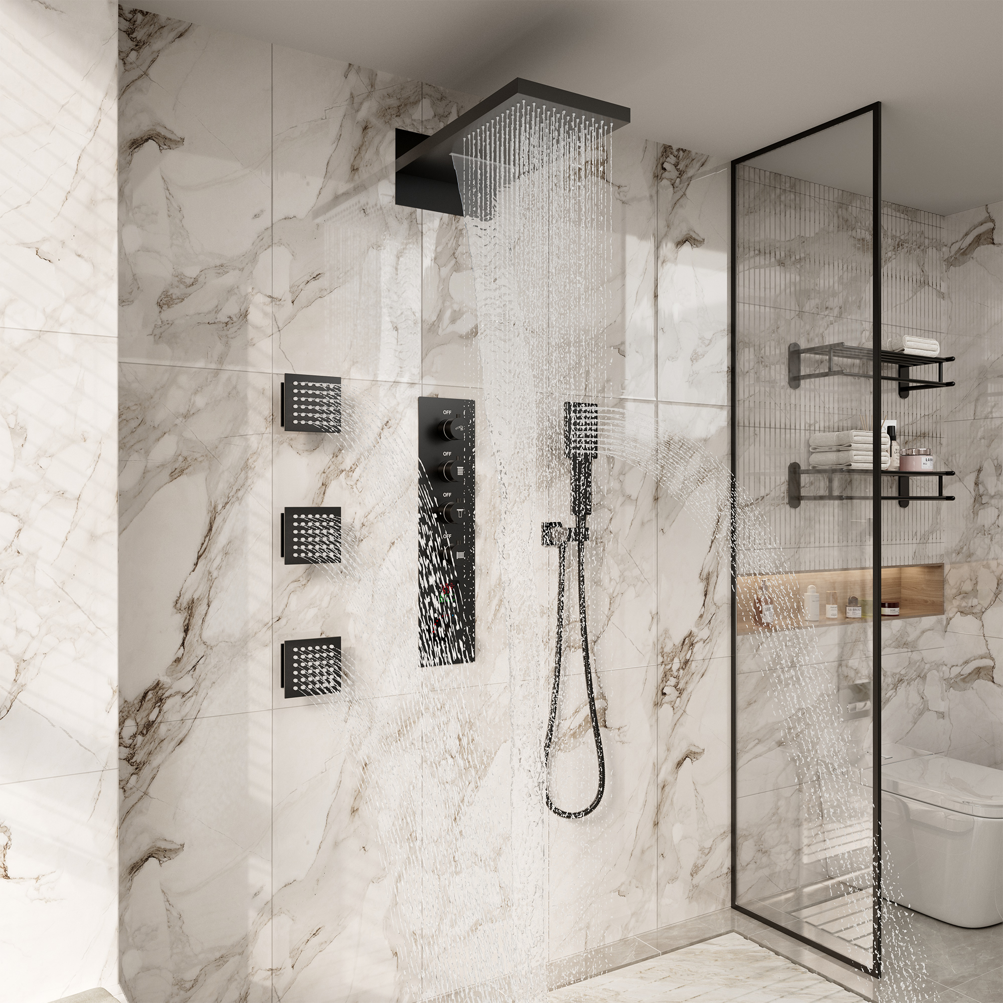 22" Luxury Thermostatic Shower System with Digital Temperature Display