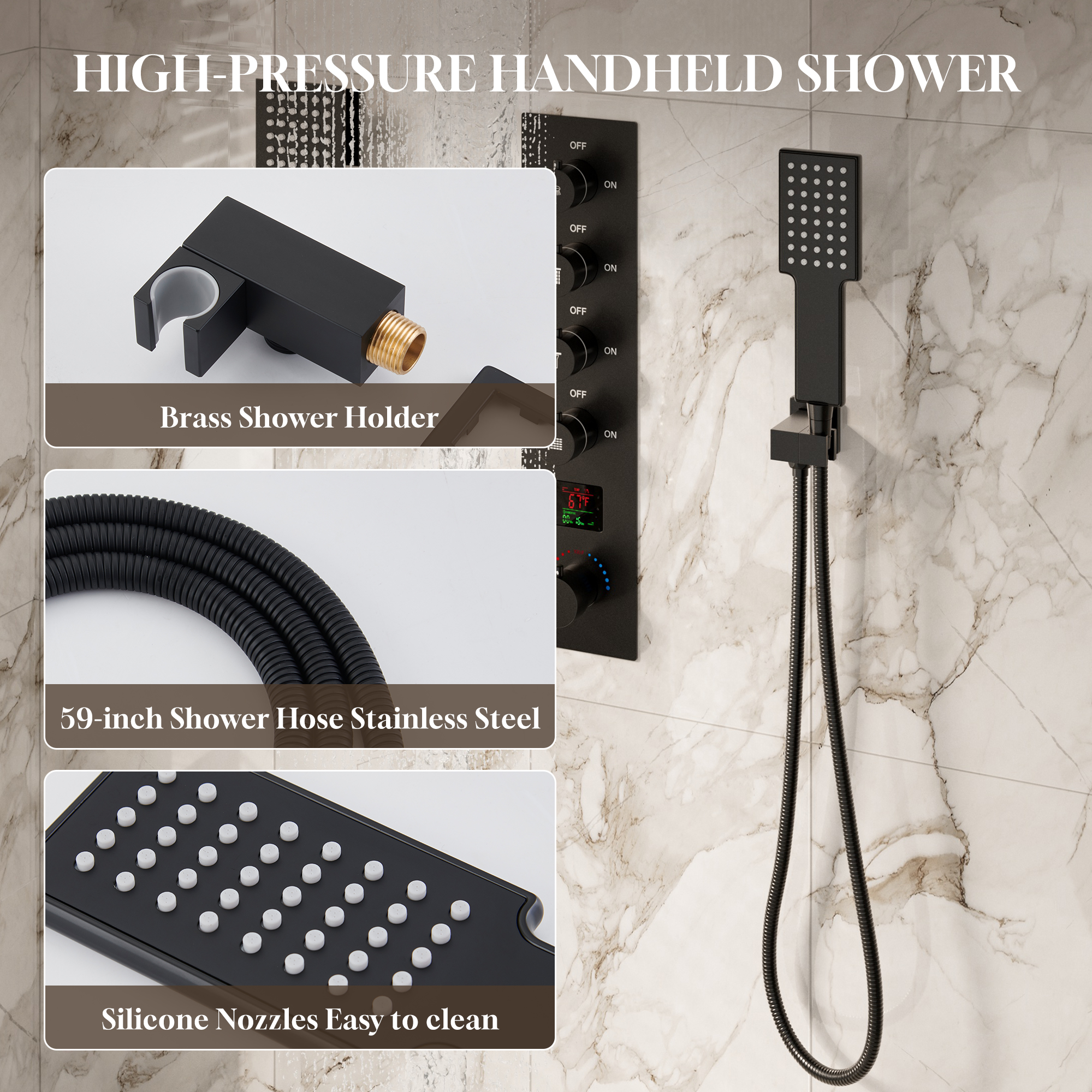 22" Luxury Thermostatic Shower System with Digital Temperature Display