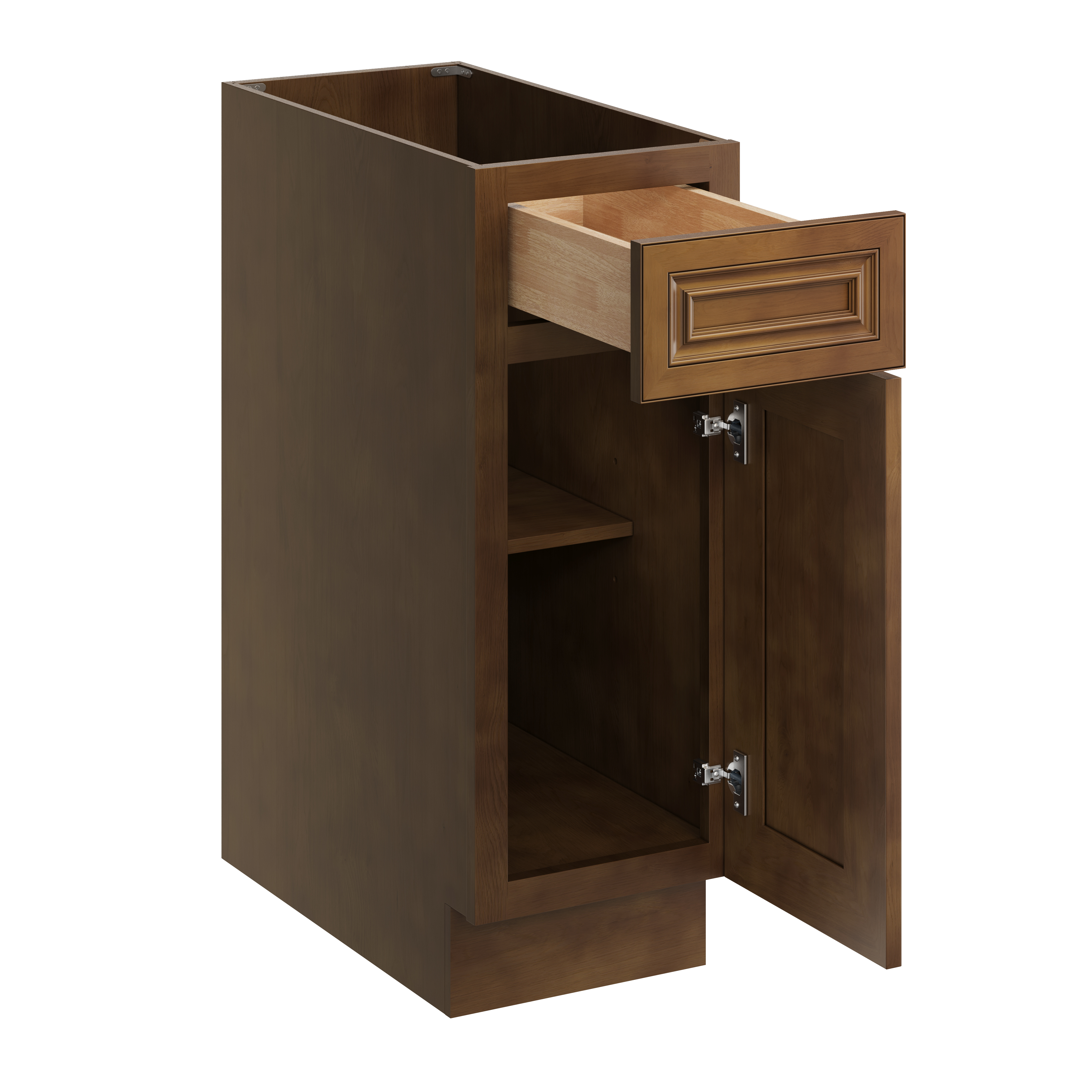 Dark Caramel RTA 12"W x 24"D x 34.5"H Base Cabinet with 1 Drawer and 1 Door