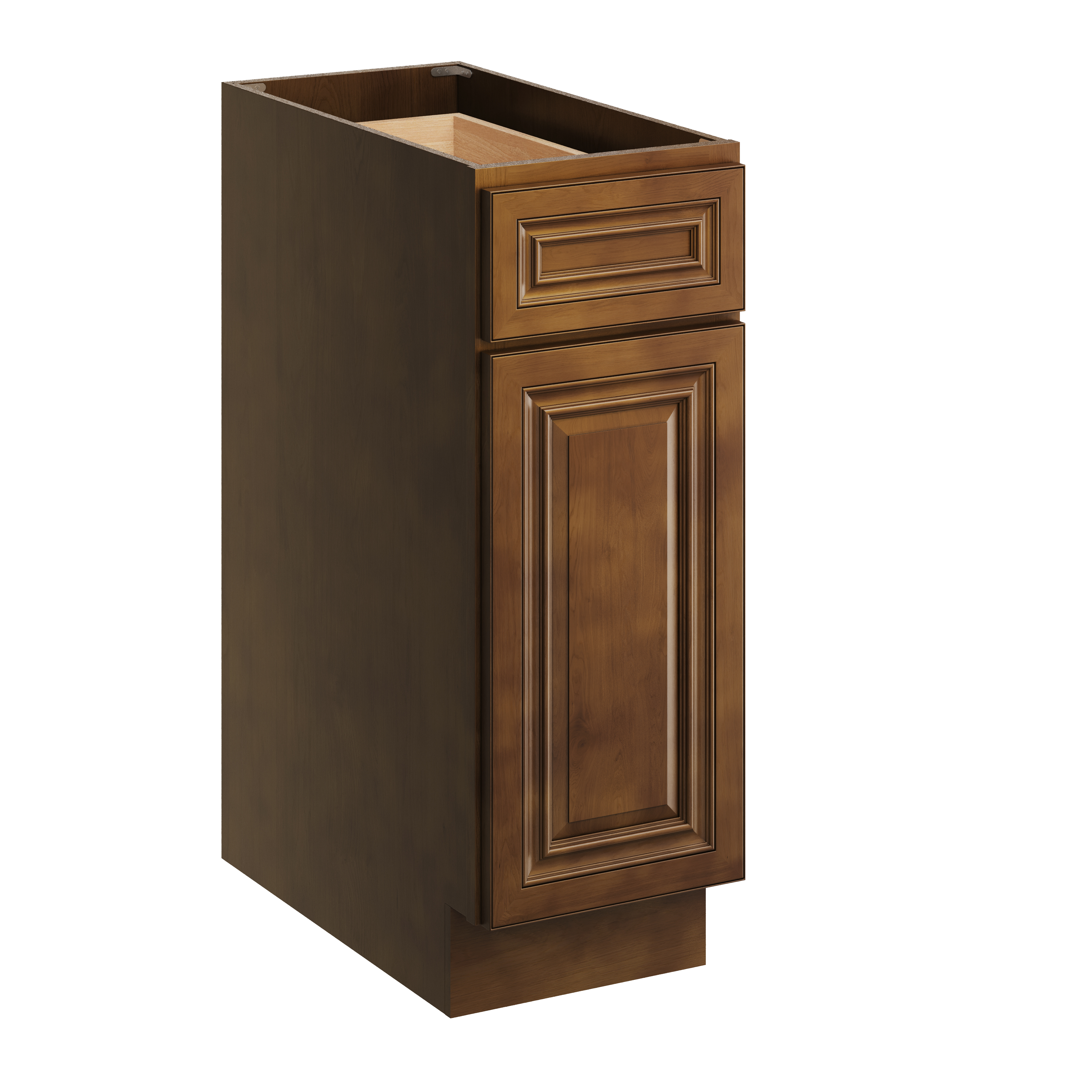 Dark Caramel RTA 12"W x 24"D x 34.5"H Base Cabinet with 1 Drawer and 1 Door