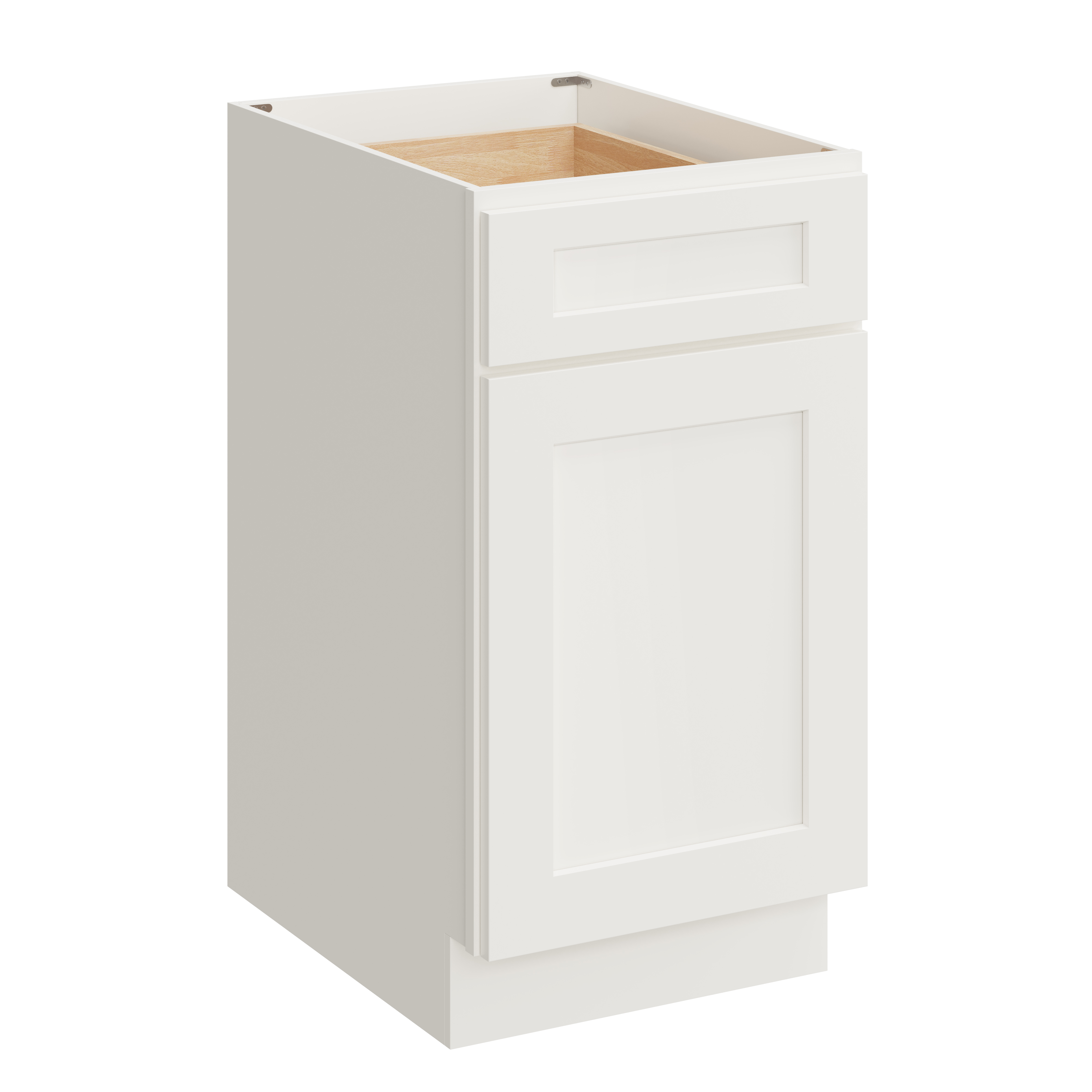 White Shaker RTA 18"W x 24"D x 34.5"H Base Cabinet with 1 Drawer and 1 Door