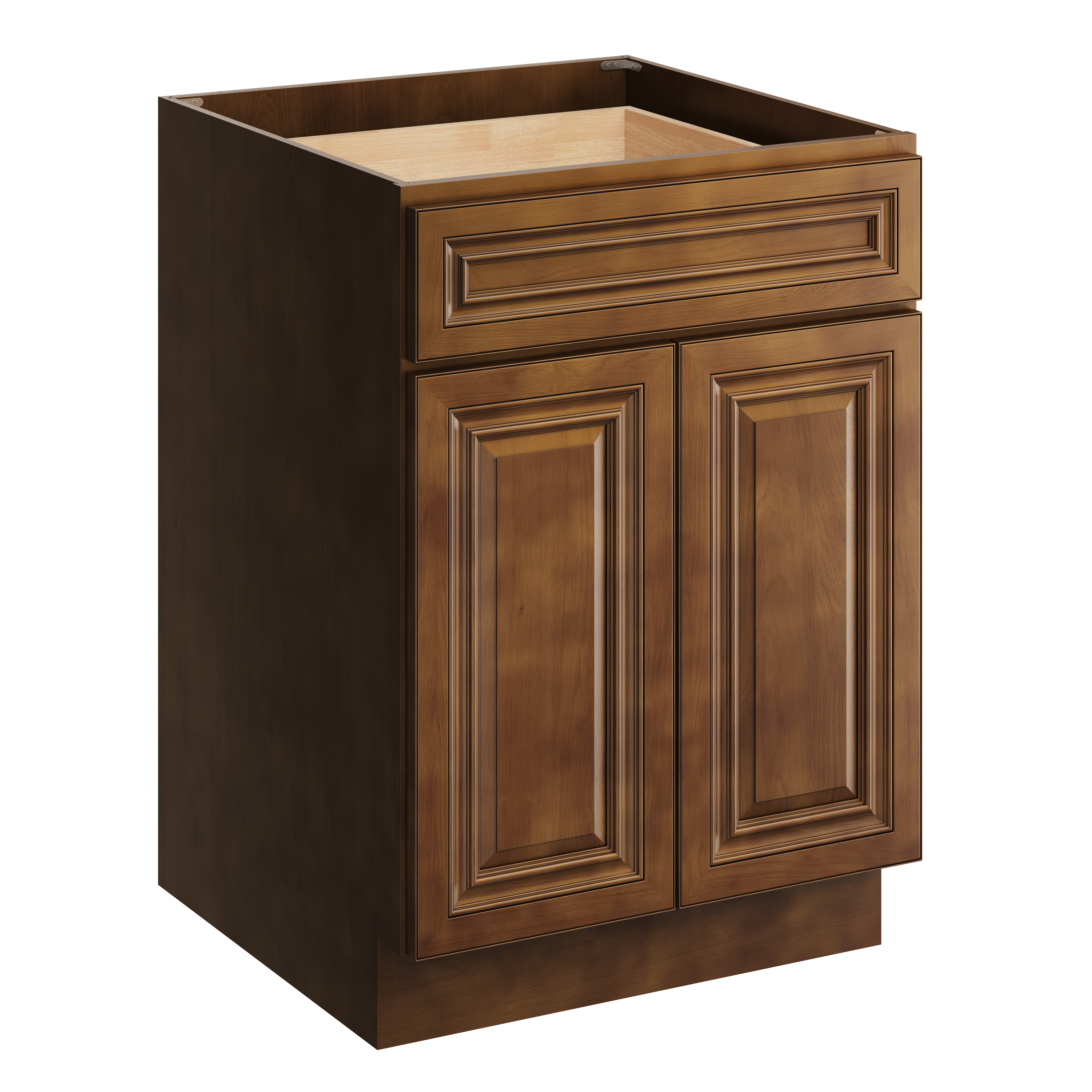 Dark Caramel RTA 24"W x 24"D x 34.5"H Base Cabinet with 1 Drawer and 2 Doors