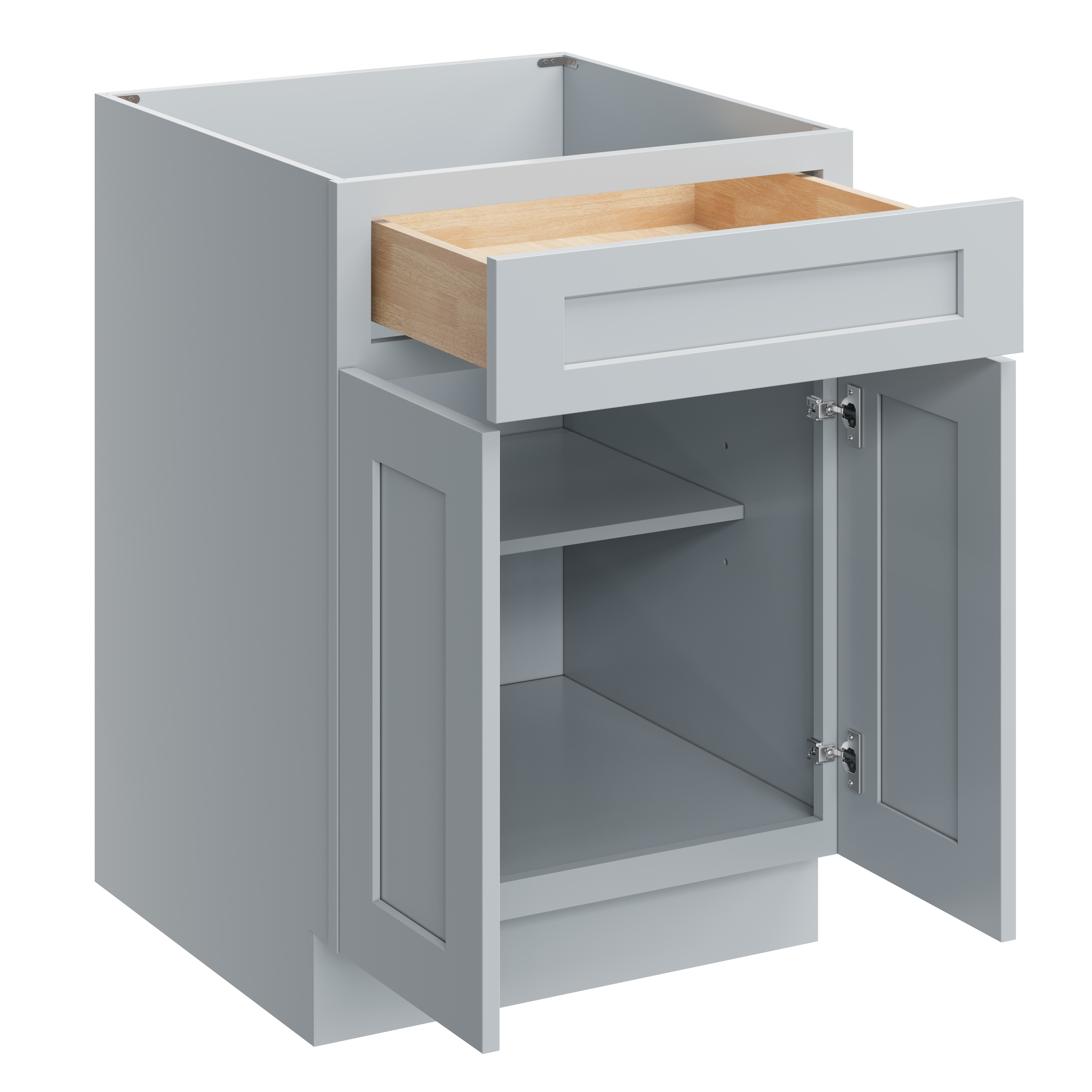 Dove Grey RTA 24"W x 24"D x 34.5"H Base Cabinet with 1 Drawer and 2 Doors