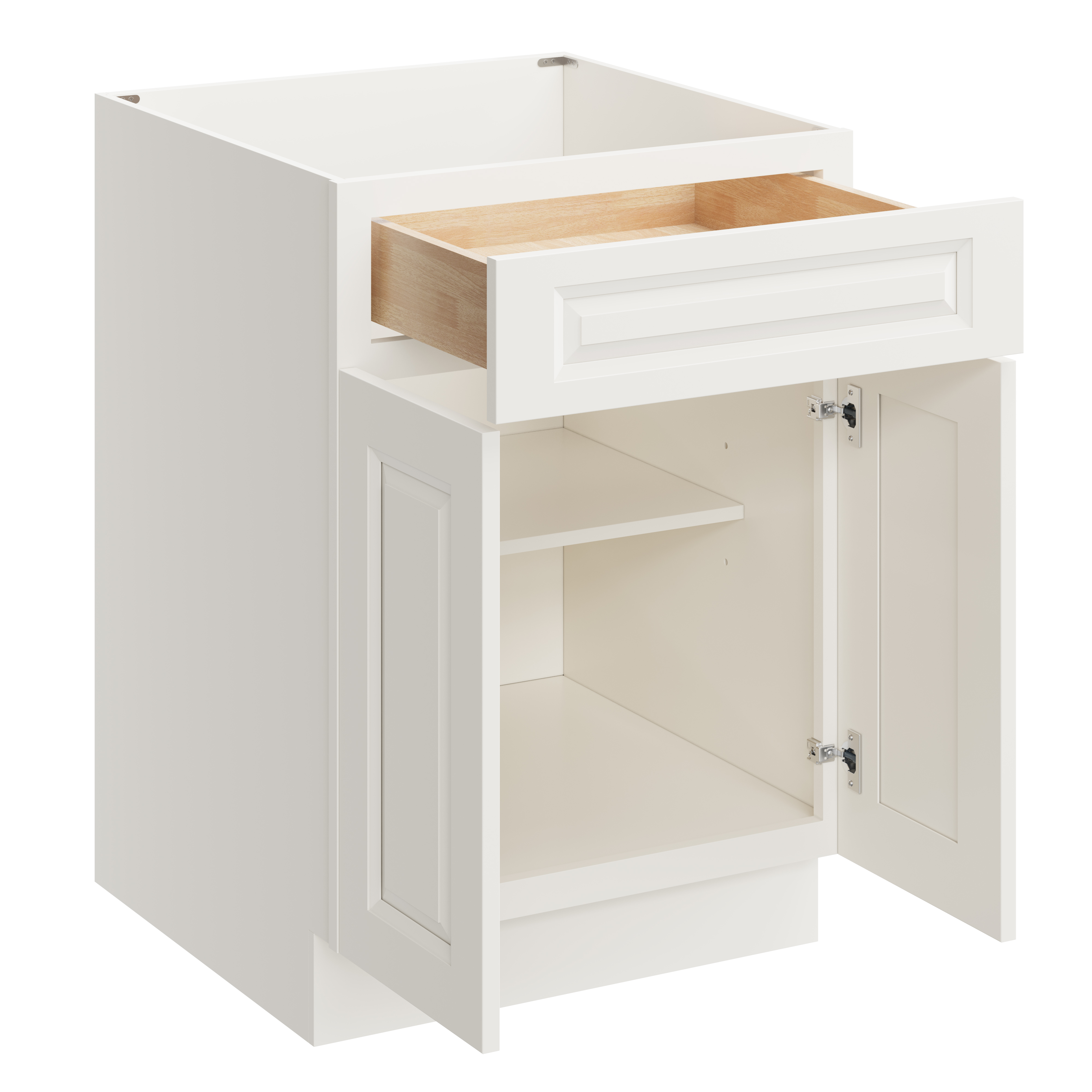 Glacier White RTA 24"W x 24"D x 34.5"H Base Cabinet with 1 Drawer and 2 Doors
