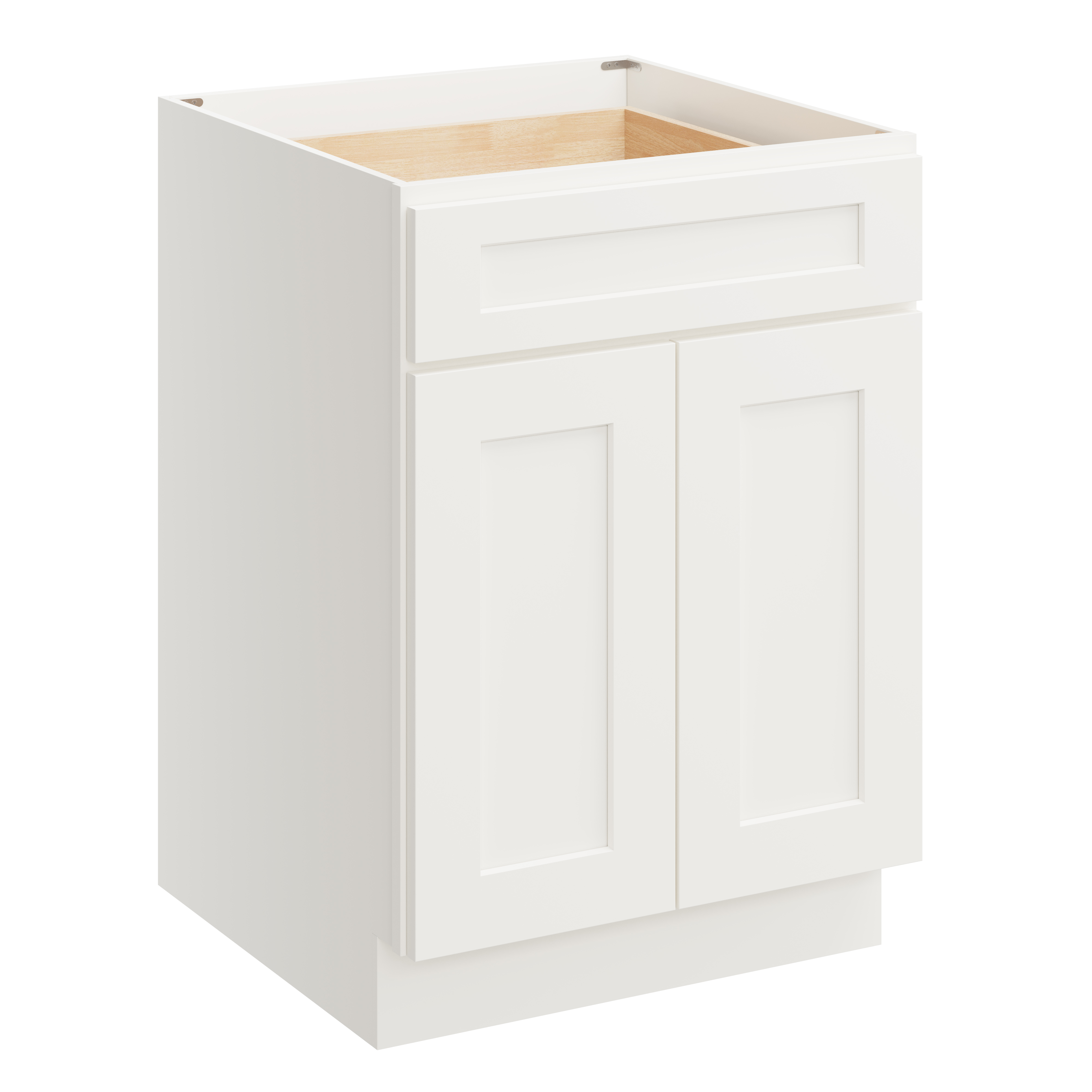 White Shaker RTA 24"W x 24"D x 34.5"H Base Cabinet with 1 Drawer and 2 Doors