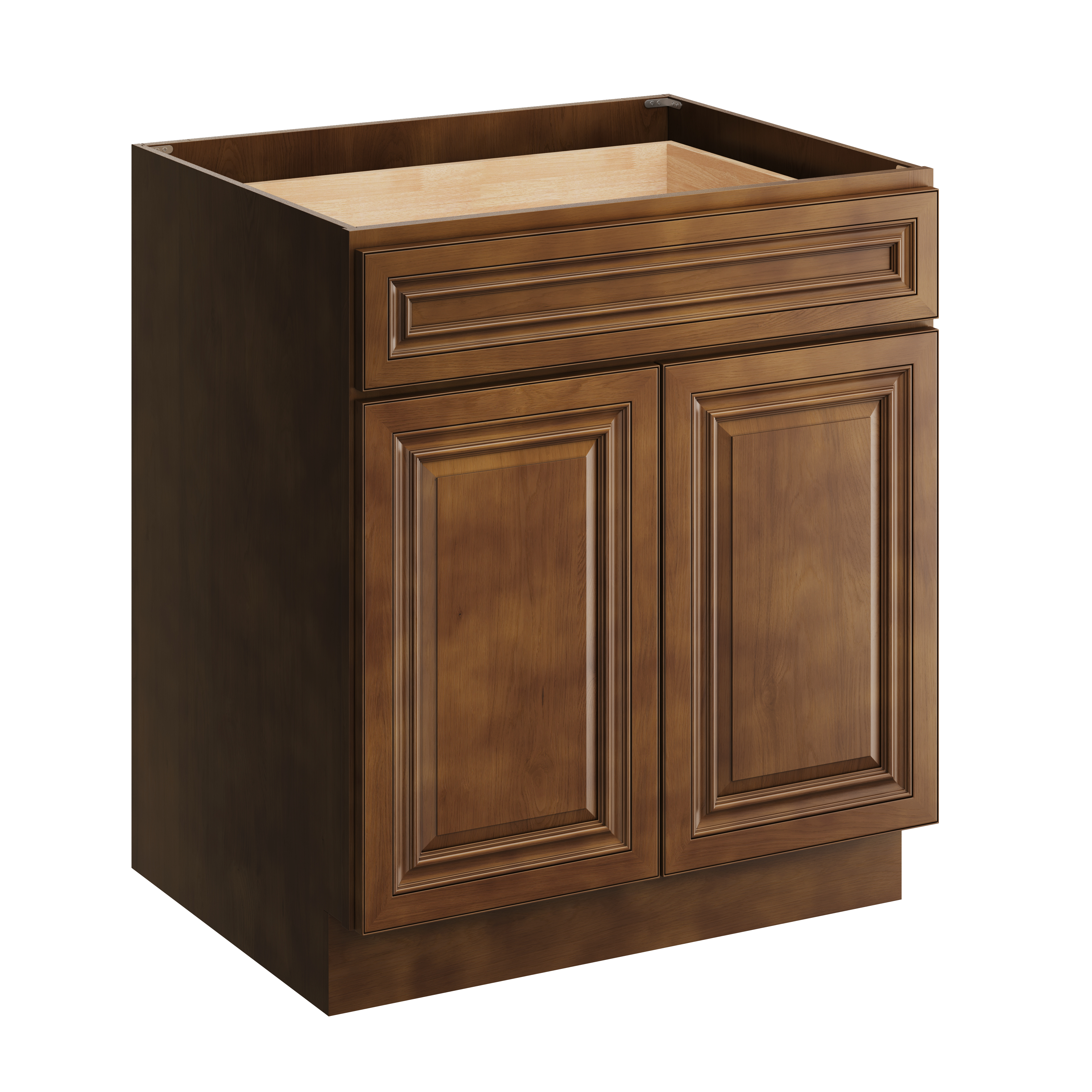 Dark Caramel RTA 30"W x 24"D x 34.5"H Base Cabinet with 1 Drawer and 2 Doors