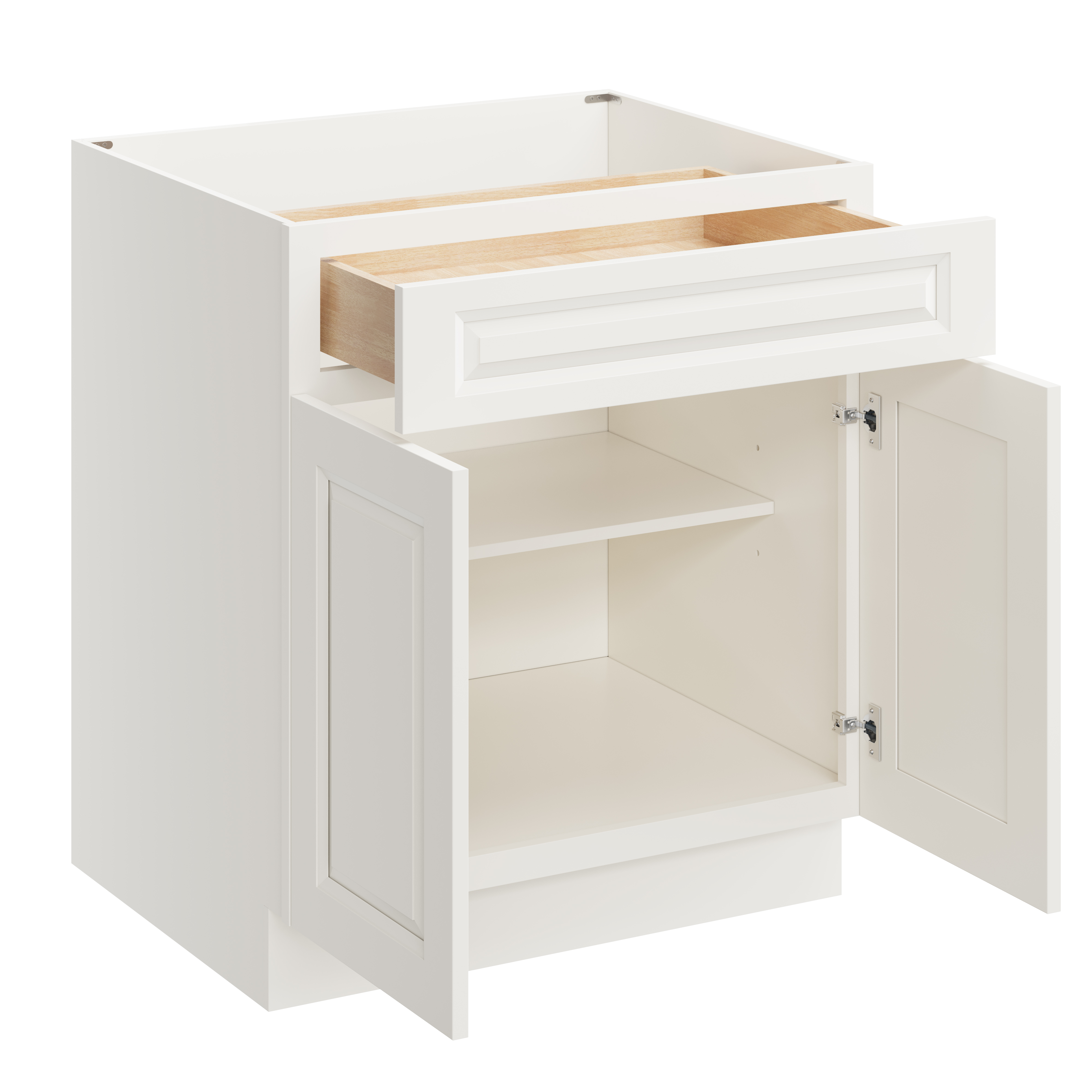 Glacier White RTA 30"W x 24"D x 34.5"H Base Cabinet with 1 Drawer and 2 Doors