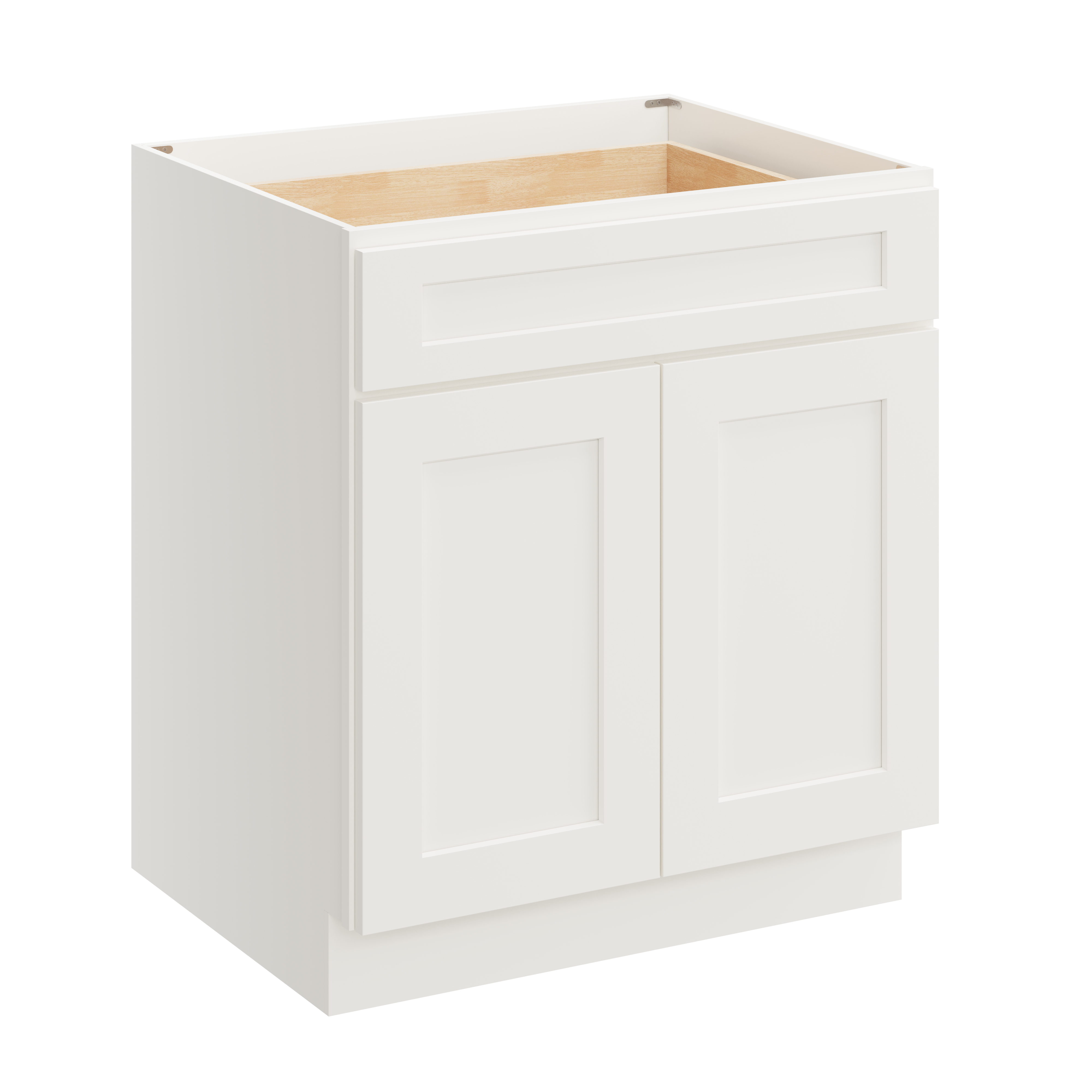 White Shaker RTA 30"W x 24"D x 34.5"H Base Cabinet with 1 Drawer and 2 Doors