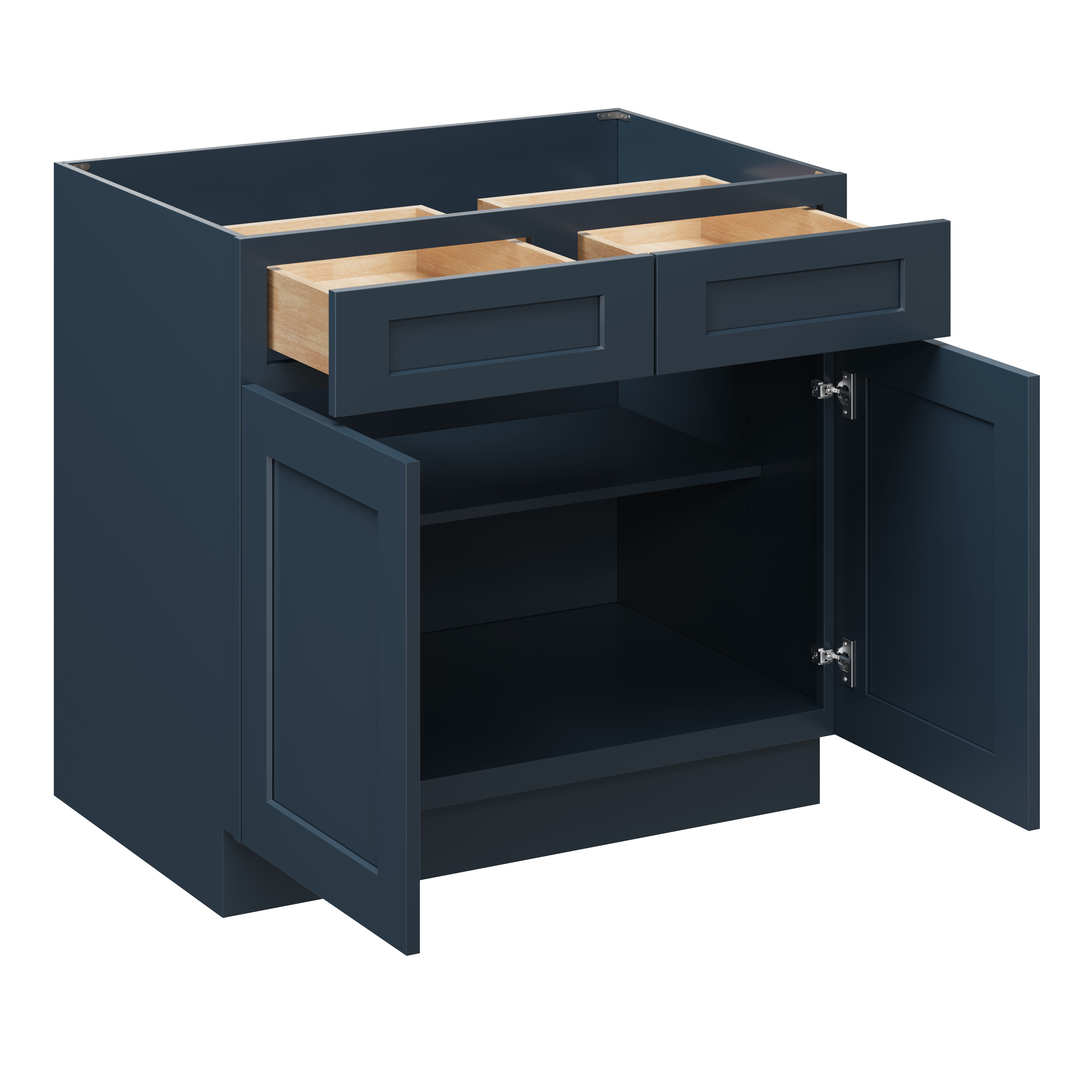 Cyber Grey RTA 36"W x 24"D x 34.5"H Base Cabinet with 2 Drawers and 2 Doors