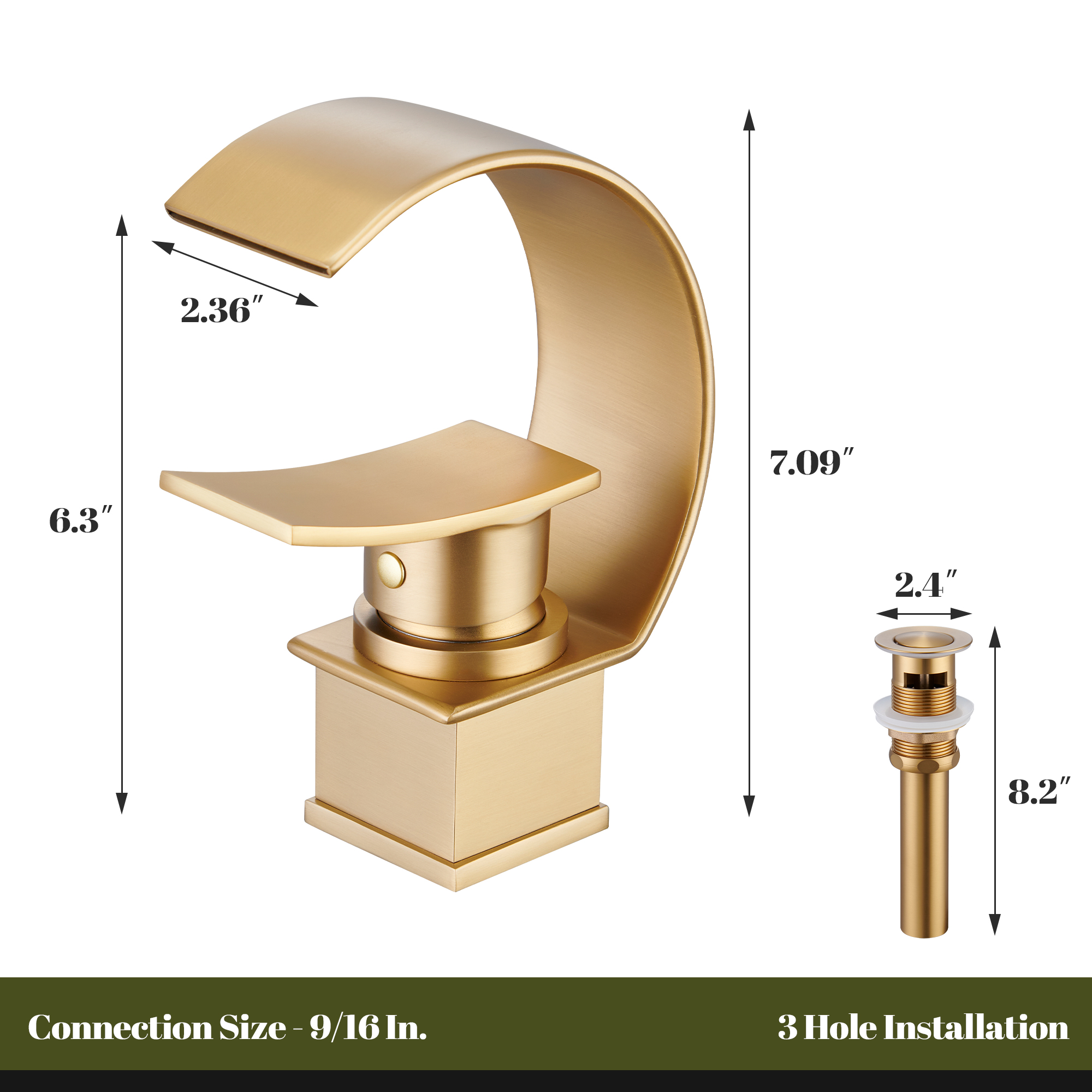 High Arc Single-Handle Waterfall Bathroom Faucet with Spotless Finish